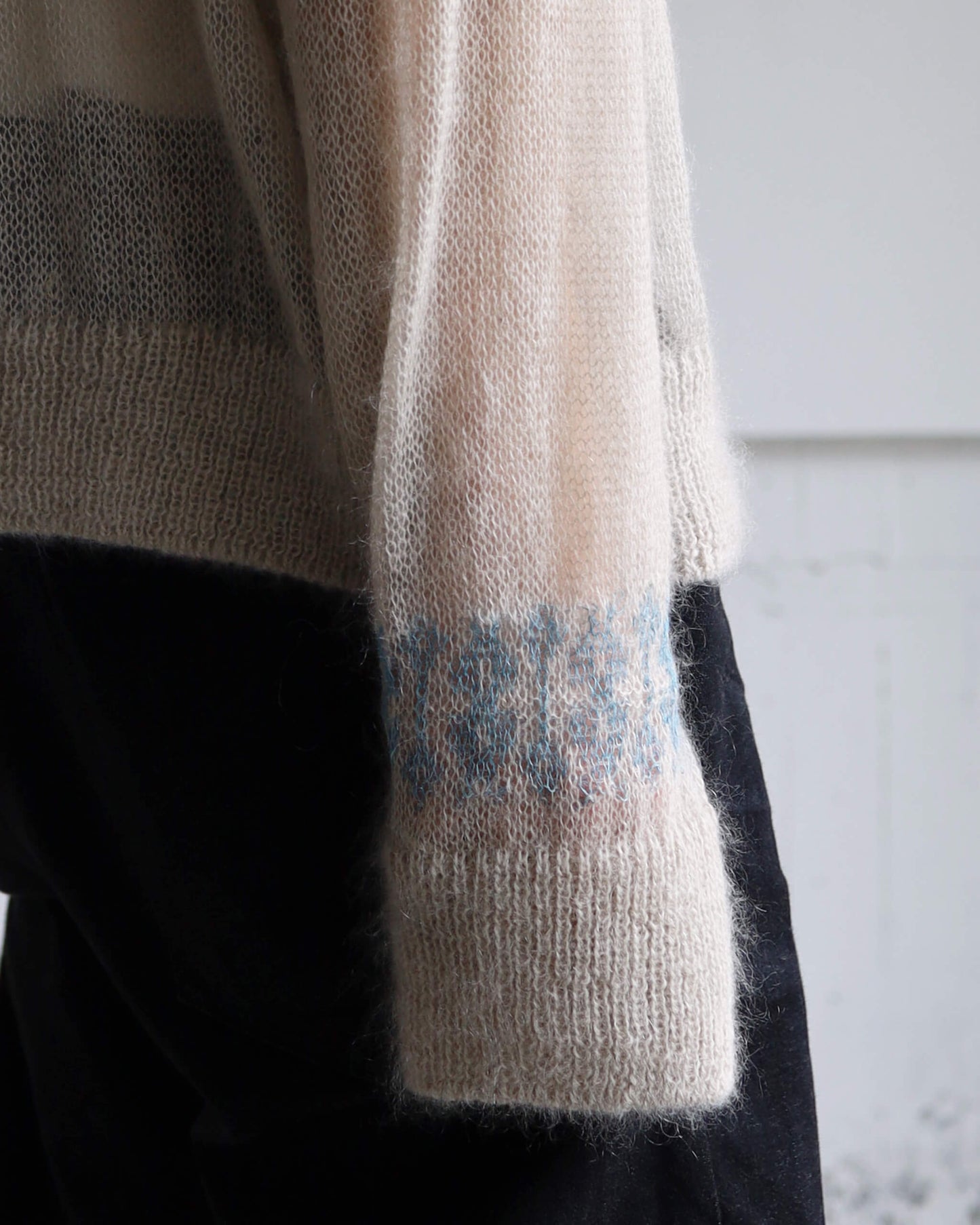 BABY MOHAIR CARDIGAN "Blue Beige"