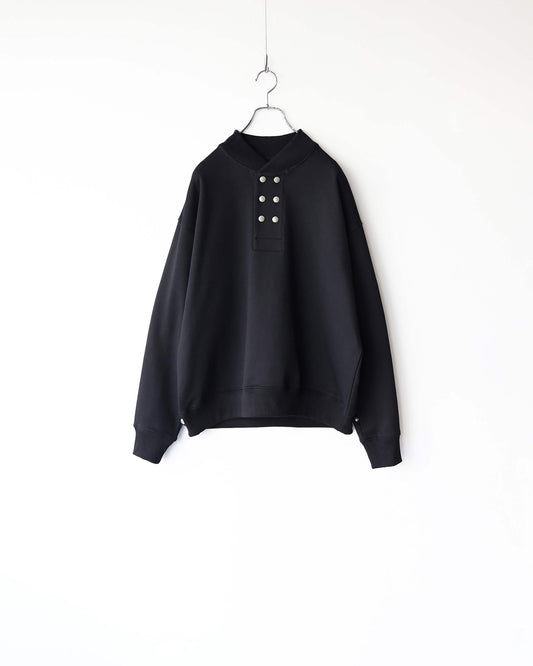 DOUBLE HENLEY SWEAT SHIRT "BLACK"