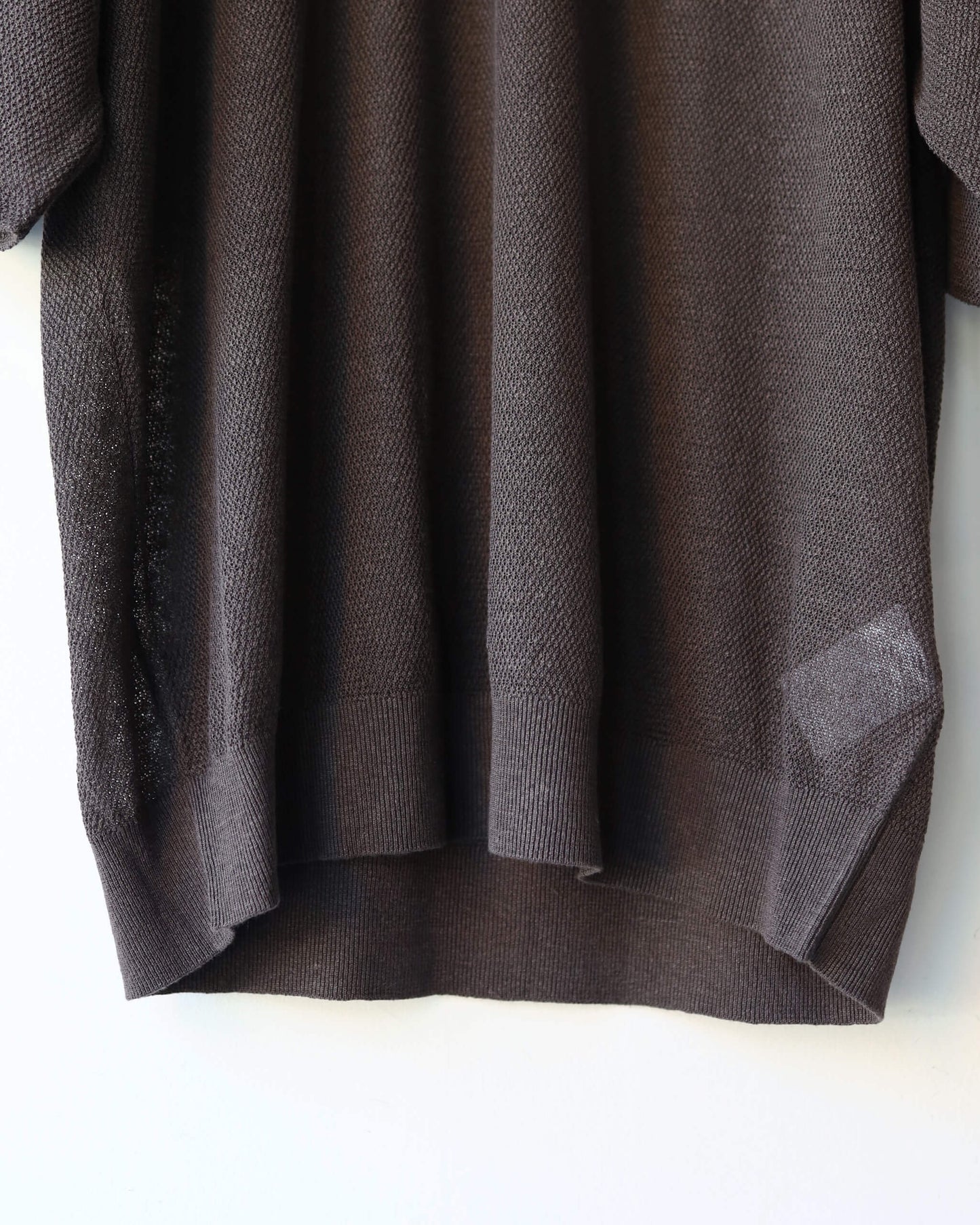 French linen One-button crew neck sweater "Charcoal"