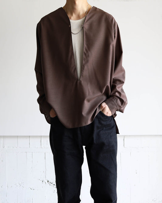 SKIPPER SHIRT WOOL HIGH TWIST TROPICAL "BROWN"