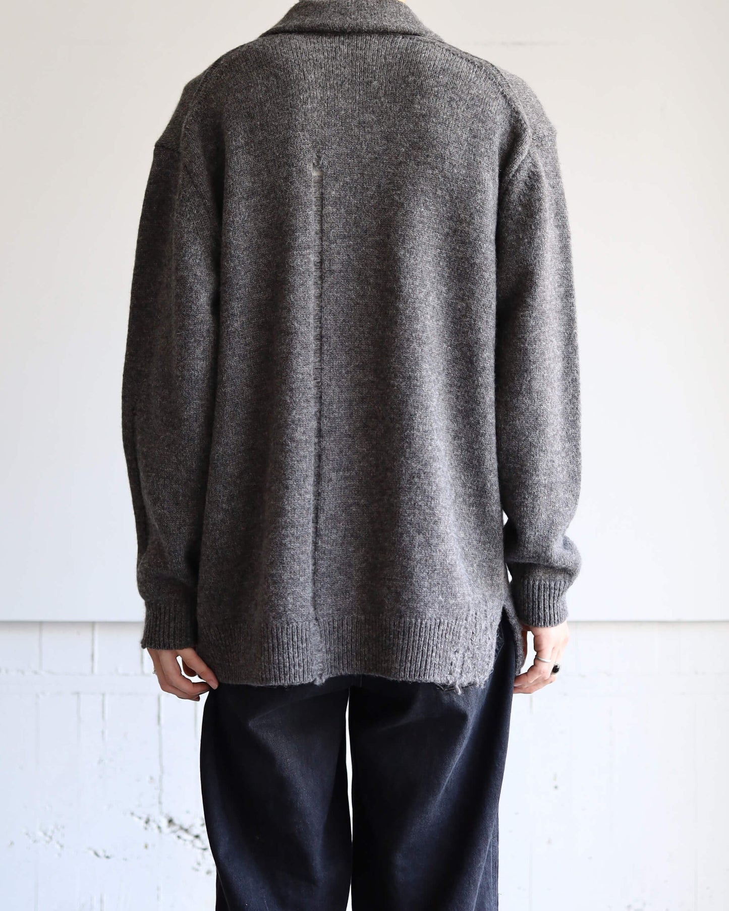 CHUNKY WOOL / KNIT CARDIGAN "GREY"
