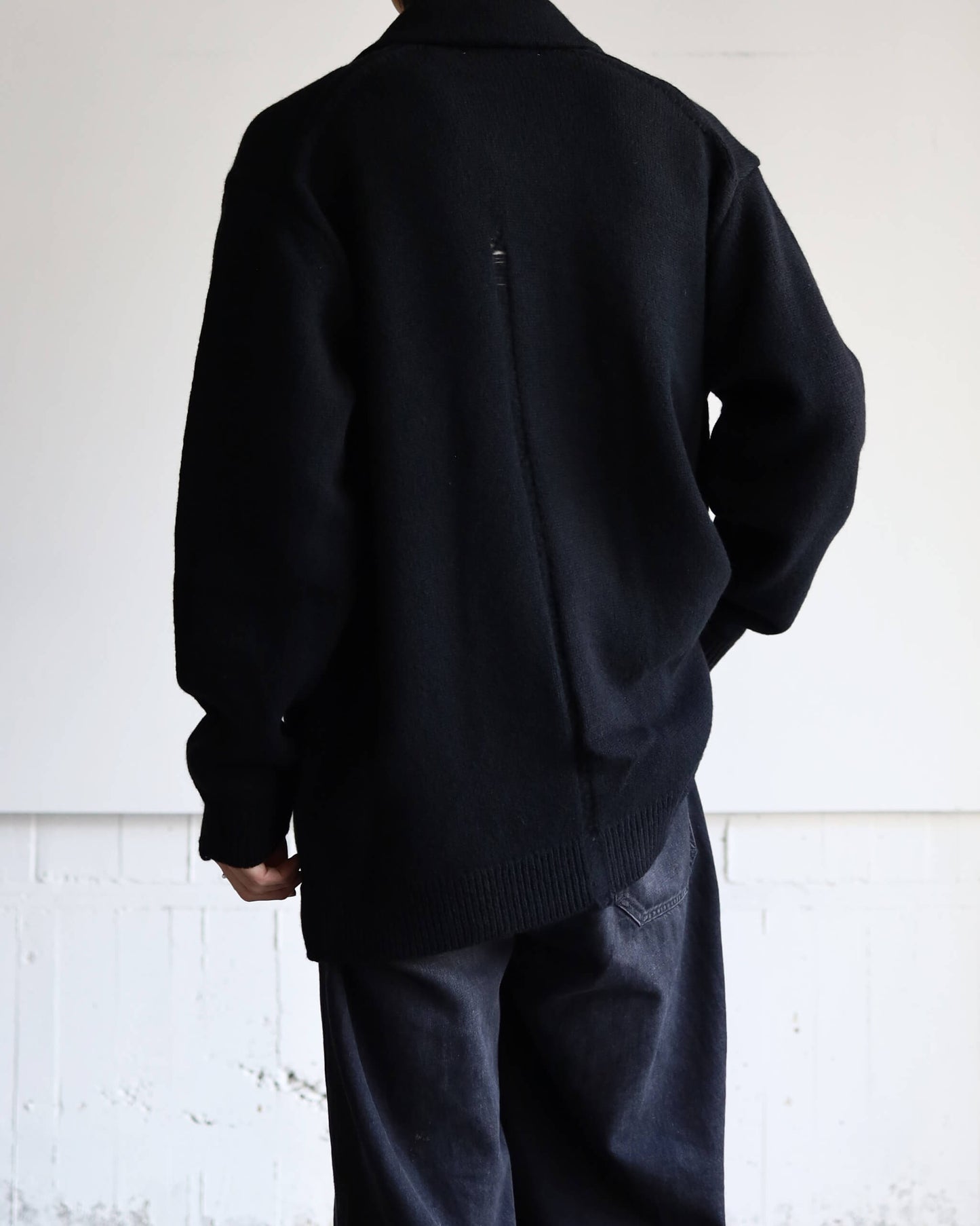 CHUNKY WOOL / KNIT CARDIGAN "BLACK"