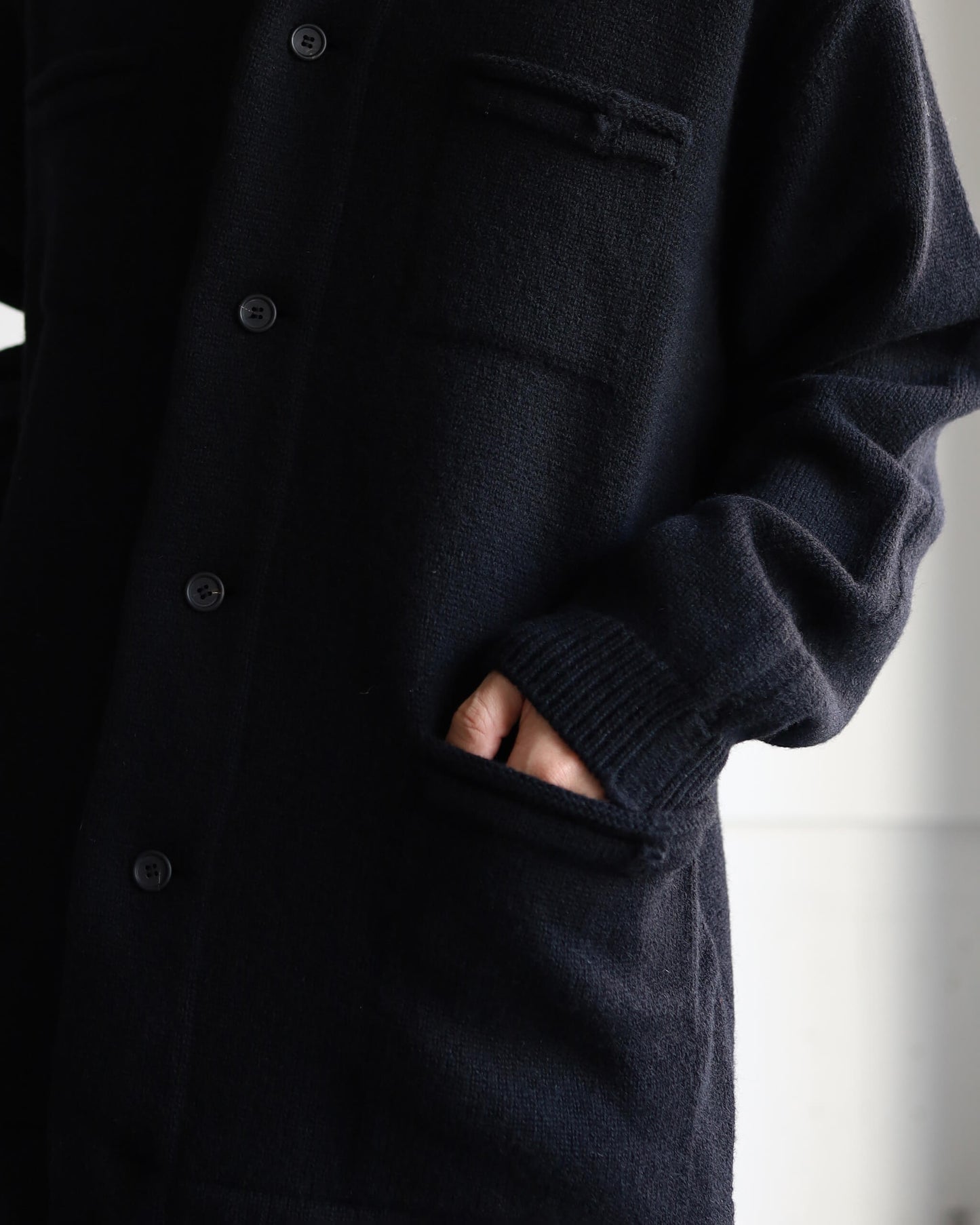 CHUNKY WOOL / KNIT CARDIGAN "BLACK"
