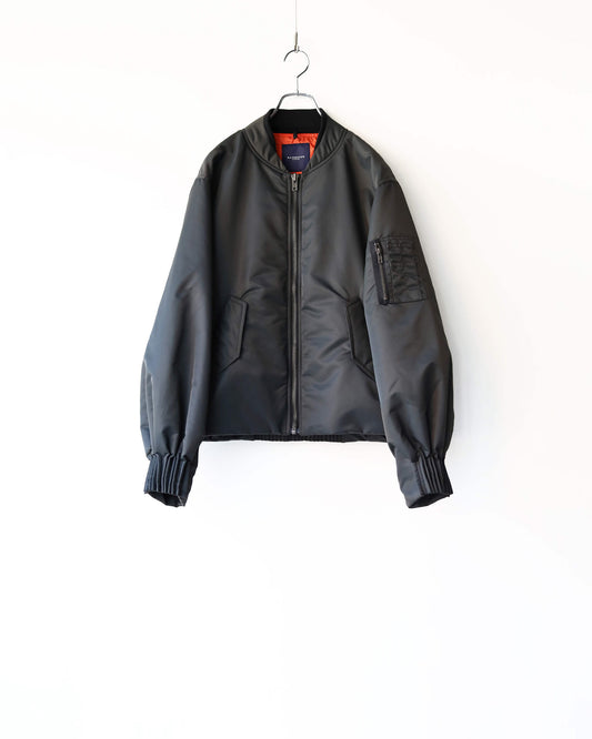 BUMPY GATHERED BOMBER JACKET "CHARCOAL"