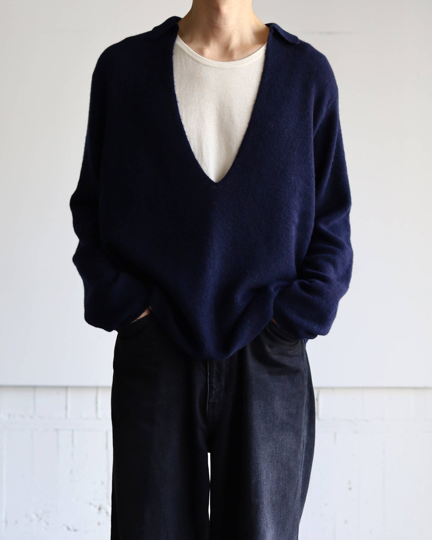 Silk cashmere Vareuse "Navy"