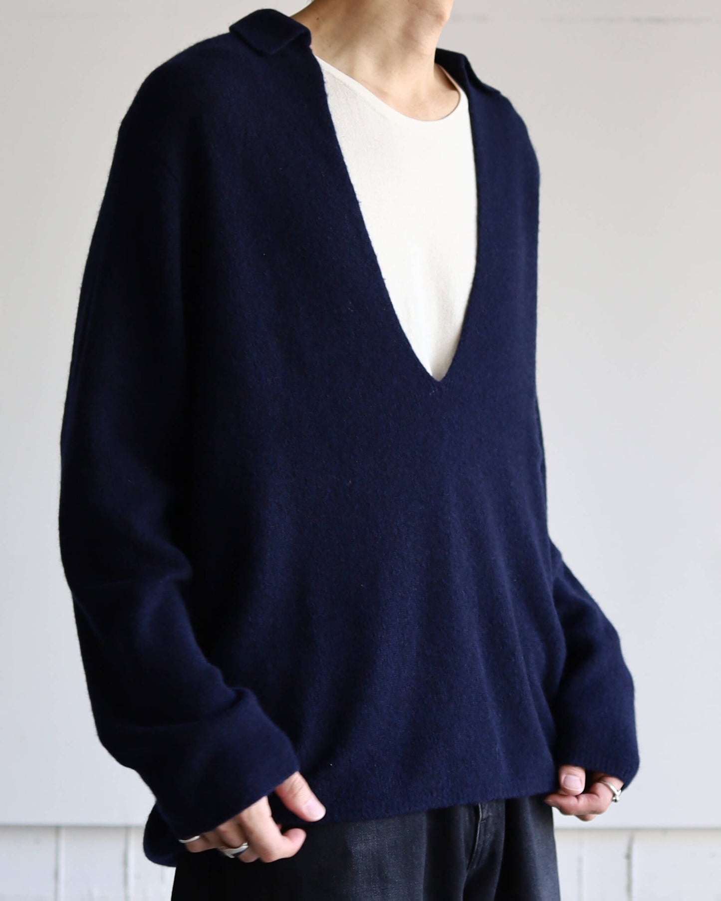 Silk cashmere Vareuse "Navy"