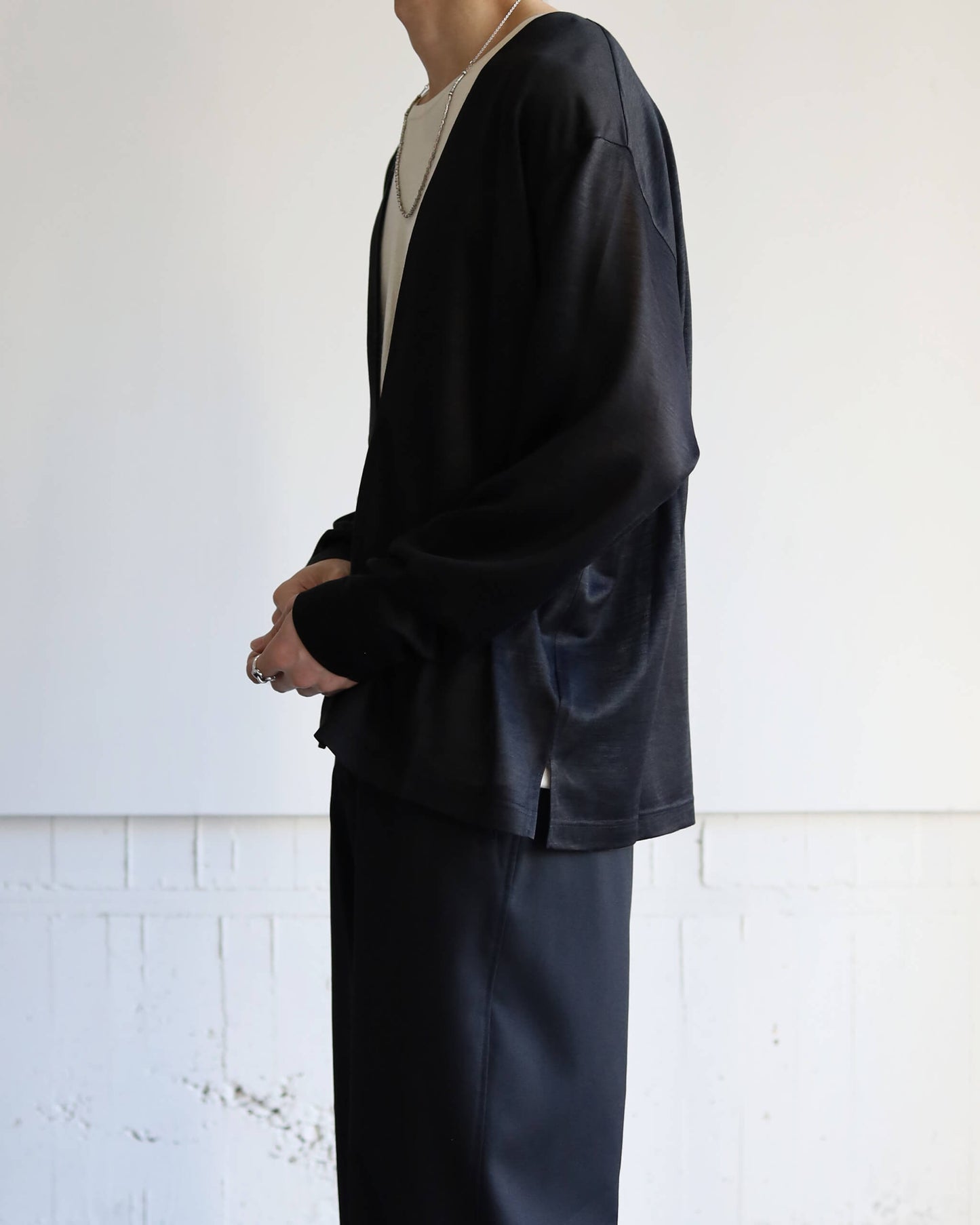 28G Silk Ramie LS Tee "BLACK"