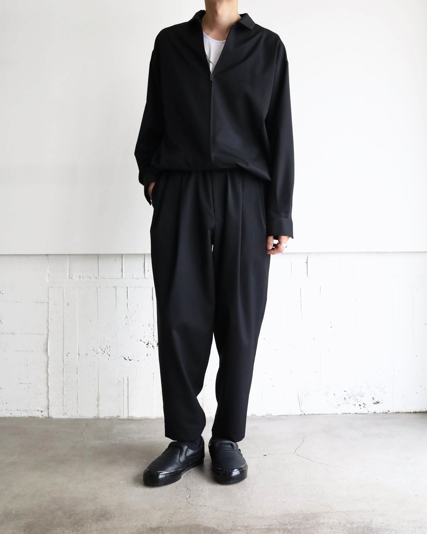 W ZIP SHIRTS BLOUSON "BLACK"