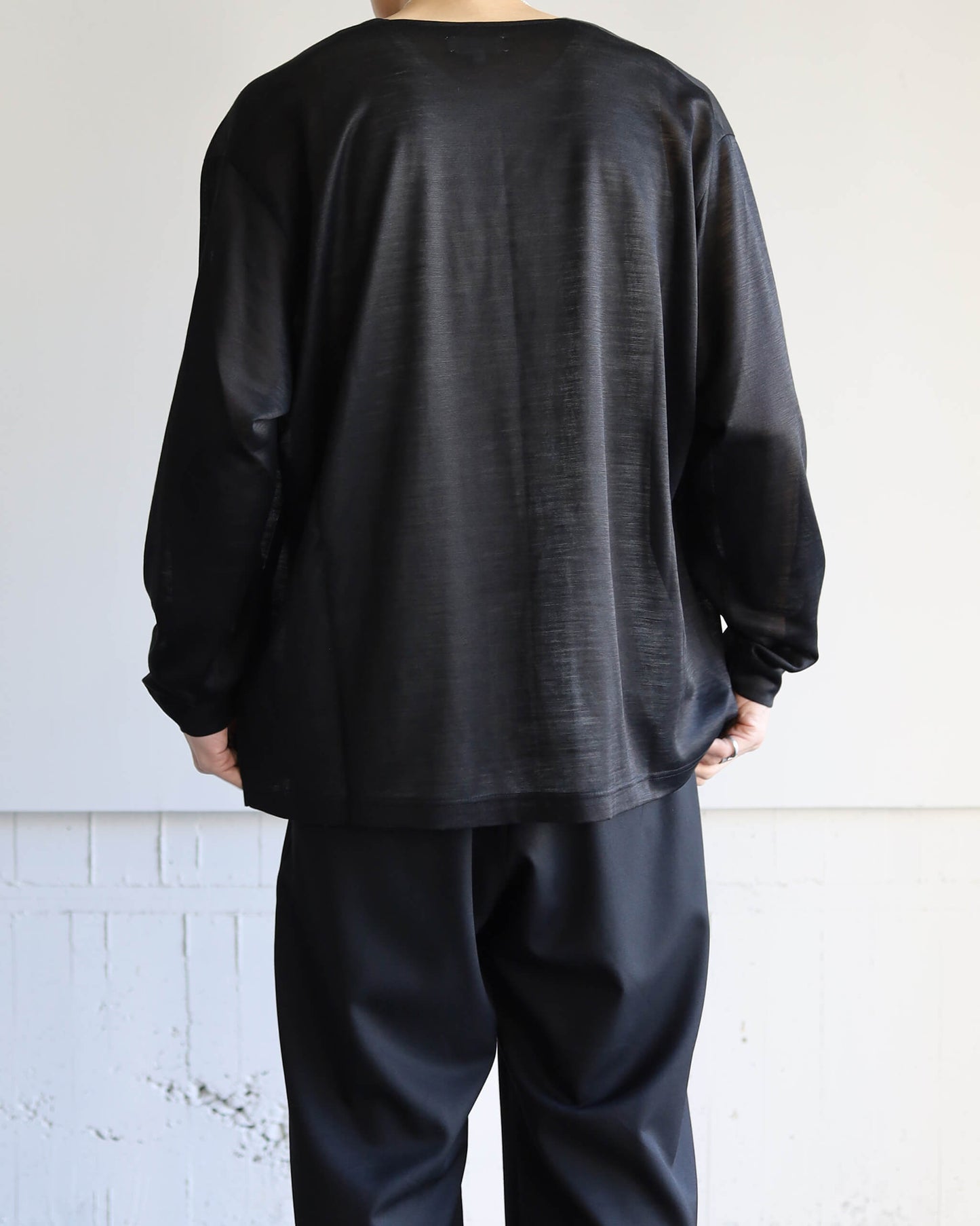 28G Silk Ramie LS Tee "BLACK"