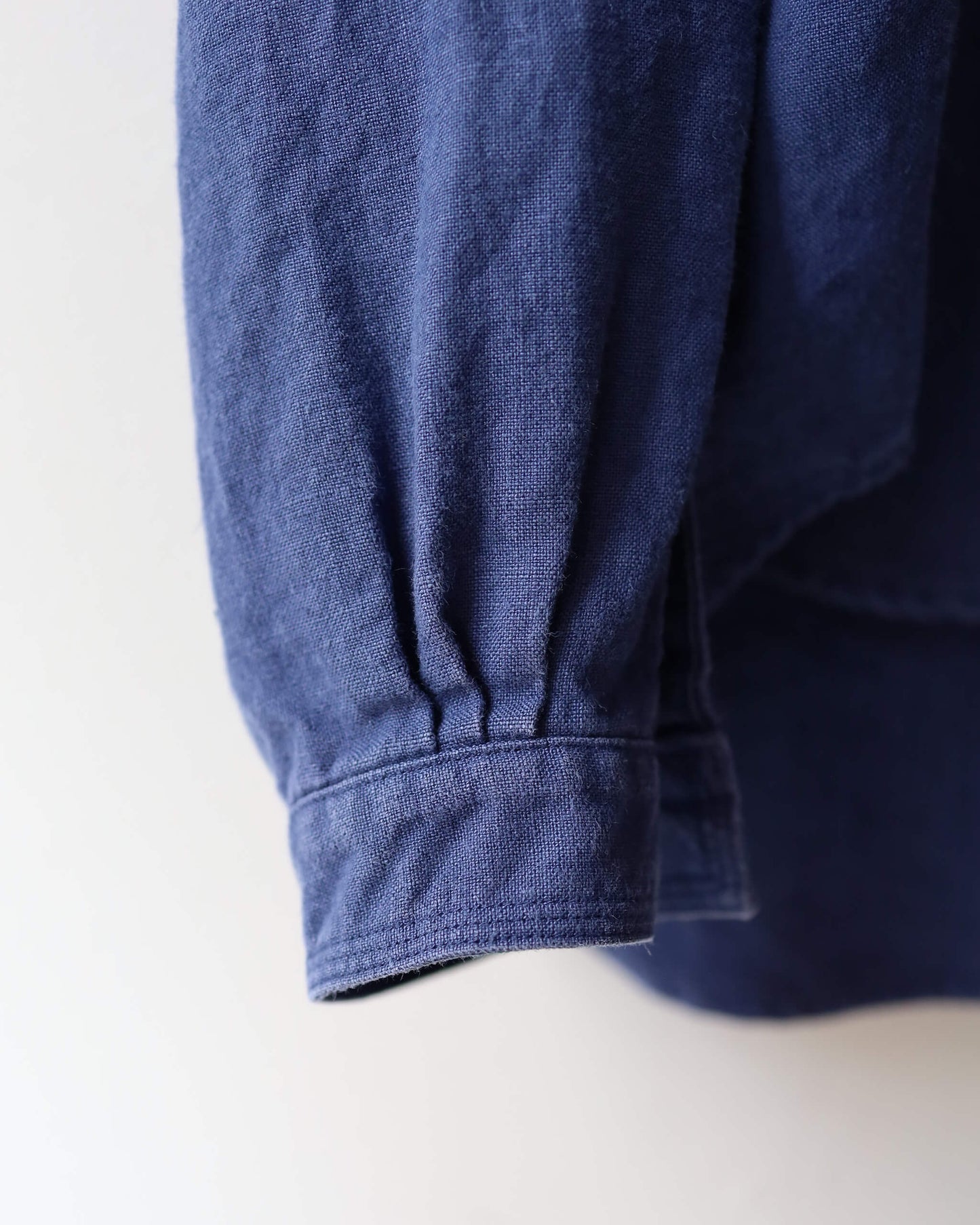 HEAVY LINEN CANVAS STAND COLLAR SKIPPER SHIRT "INK BLUE"