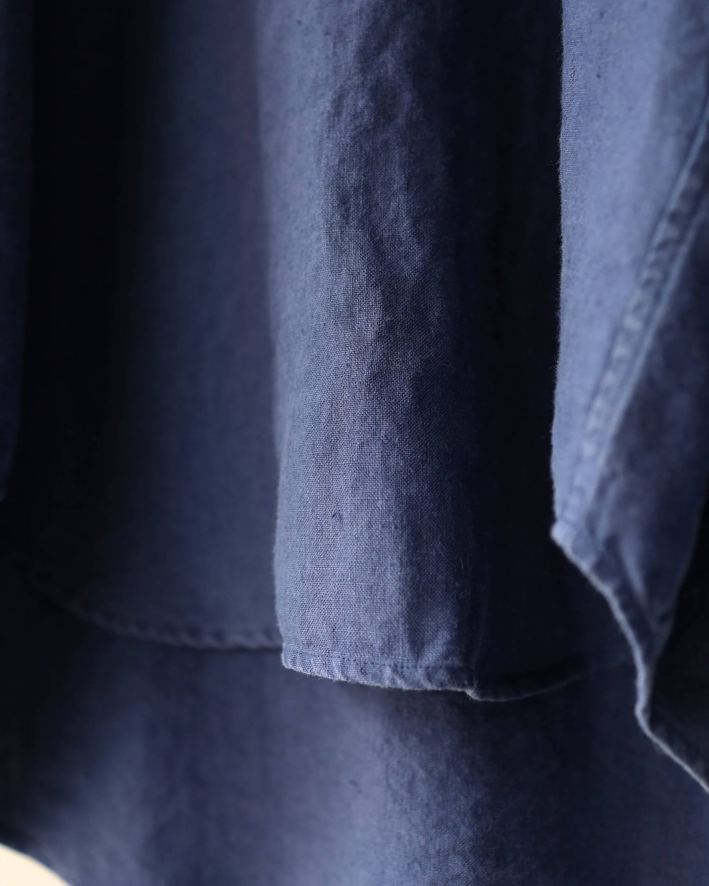 HEAVY LINEN CANVAS STAND COLLAR SKIPPER SHIRT "INK BLUE"