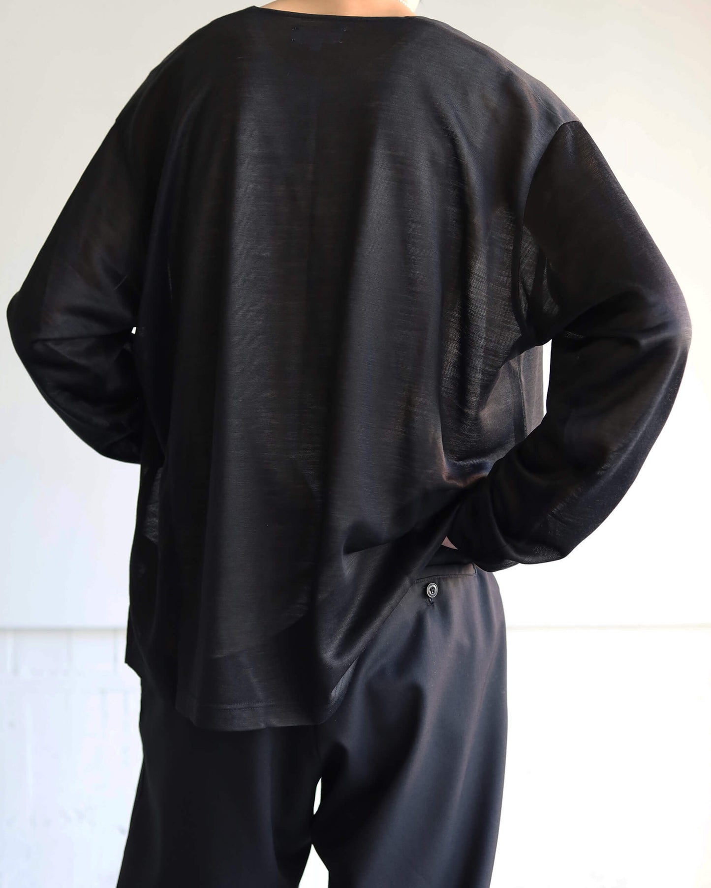 28G Silk Ramie LS Tee "BLACK"