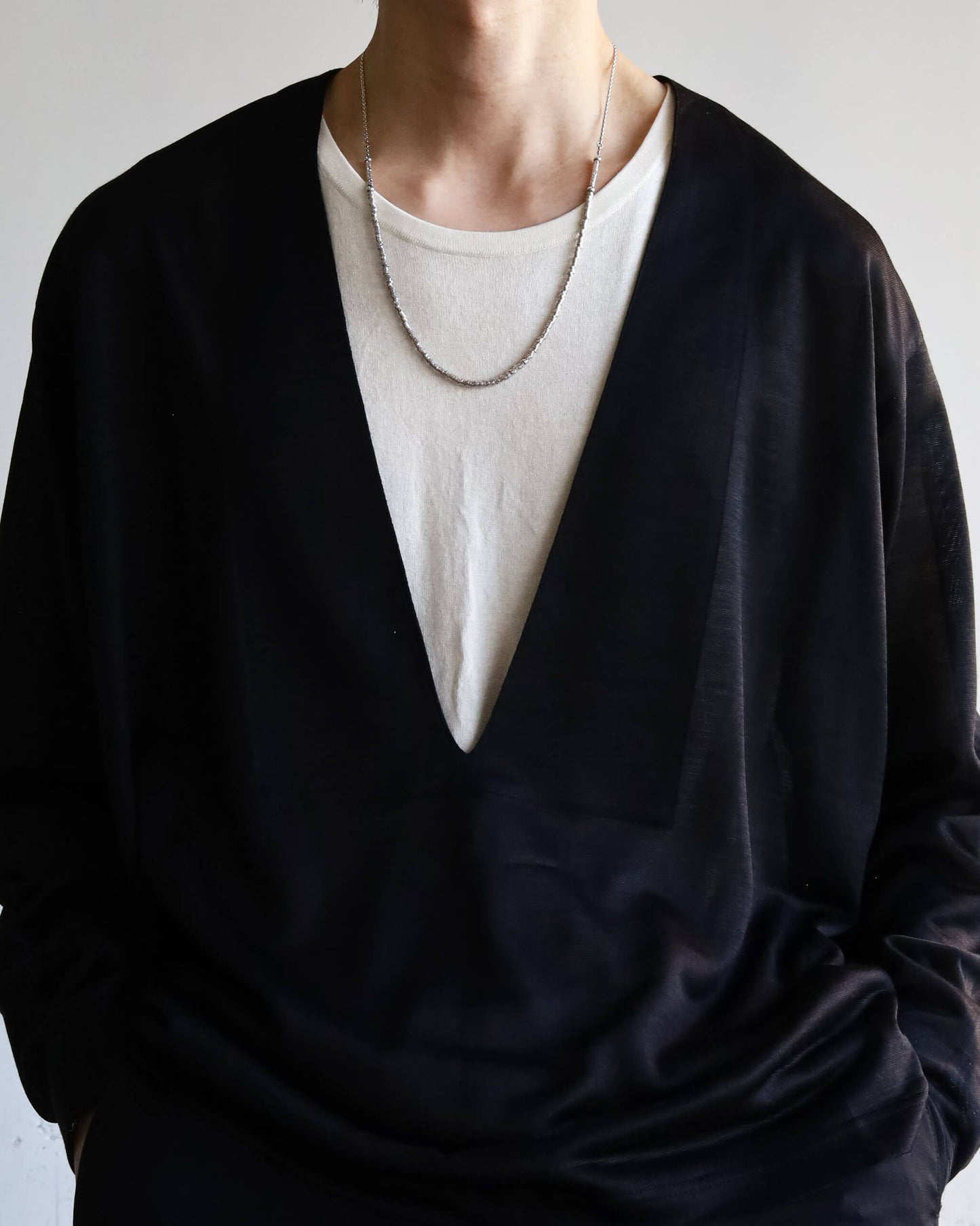 28G Silk Ramie LS Tee "BLACK"