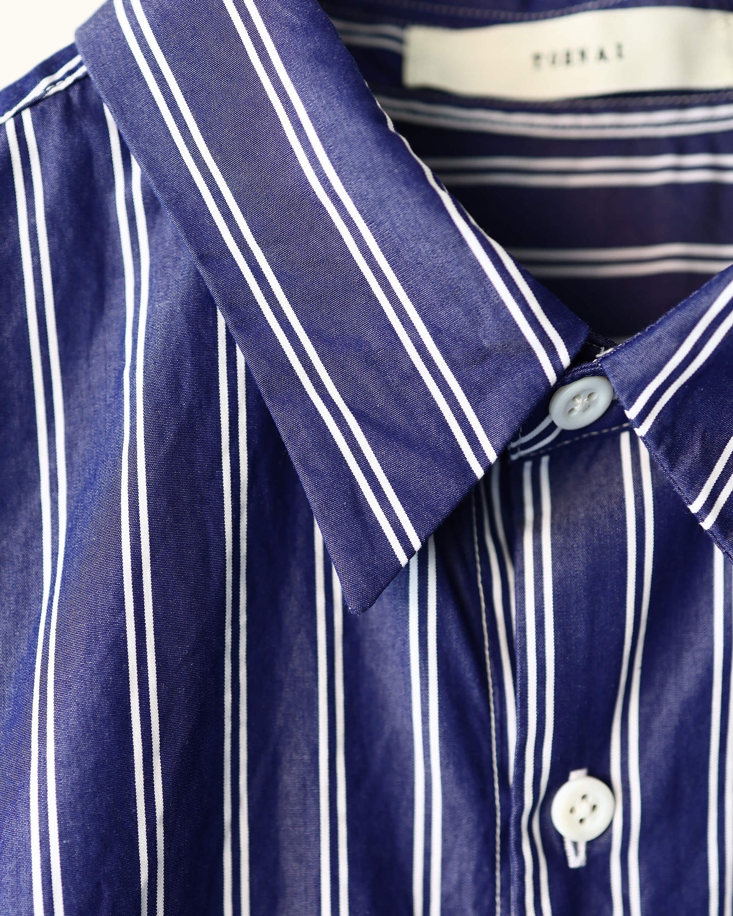 FINE COTTON STRIPE / REGULAR COLLAR SHIRT "BLUE STRIPE"