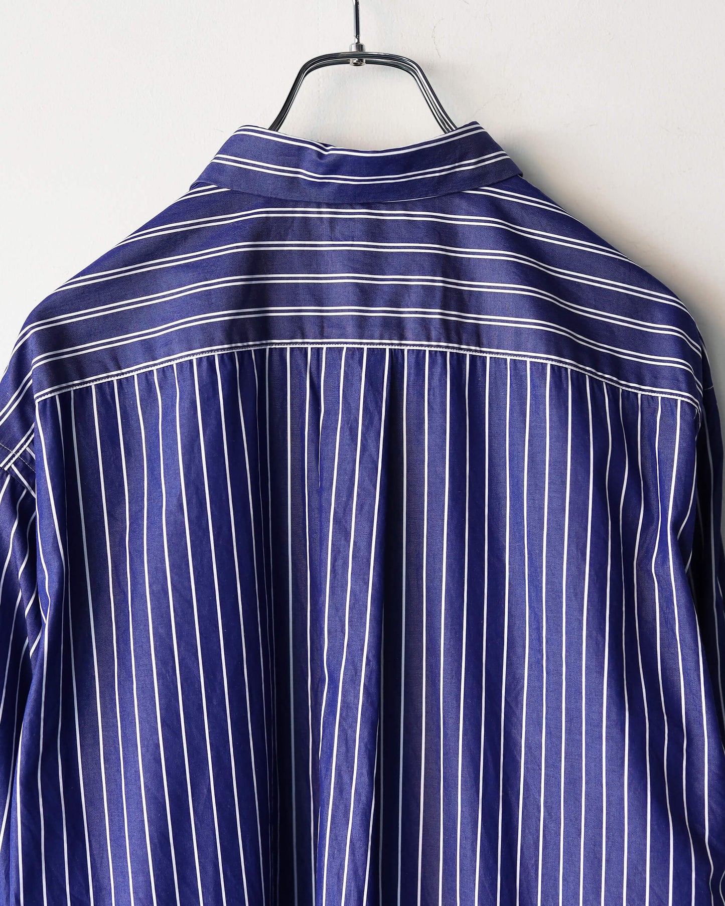 FINE COTTON STRIPE / REGULAR COLLAR SHIRT "BLUE STRIPE"