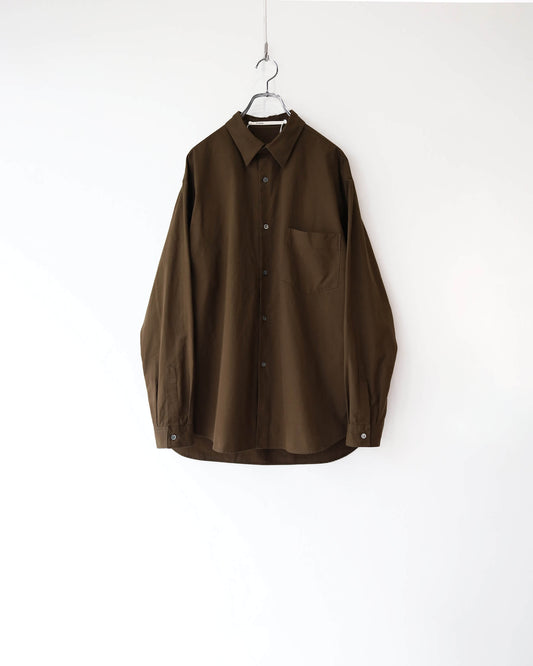 FINE COTTON TWILL / REGULAR COLLAR SHIRT "DK.BROWN"