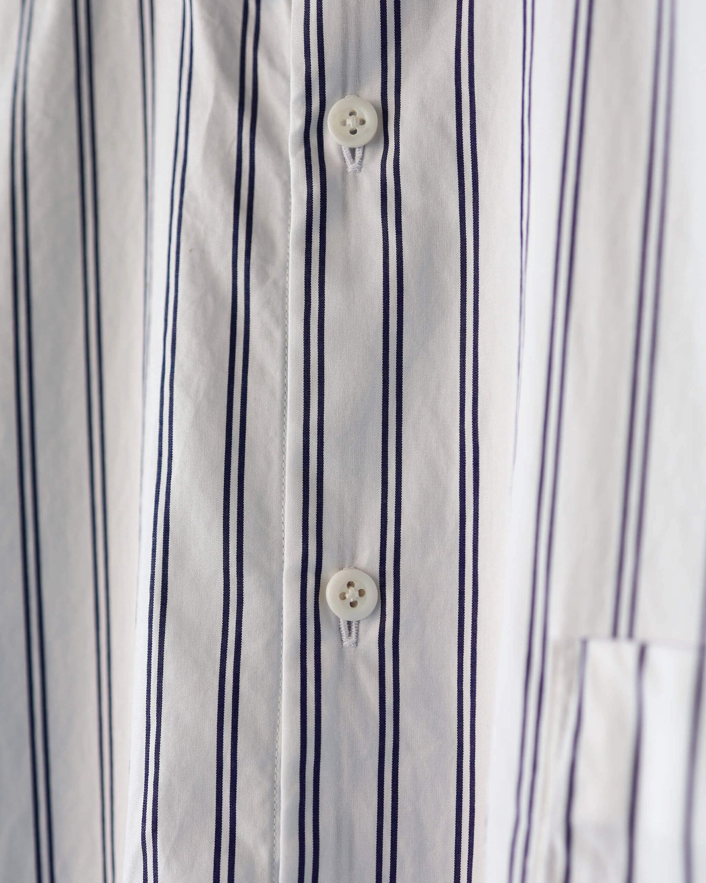 FINE COTTON STRIPE / REGULAR COLLAR SHIRT "WHITE STRIPE"