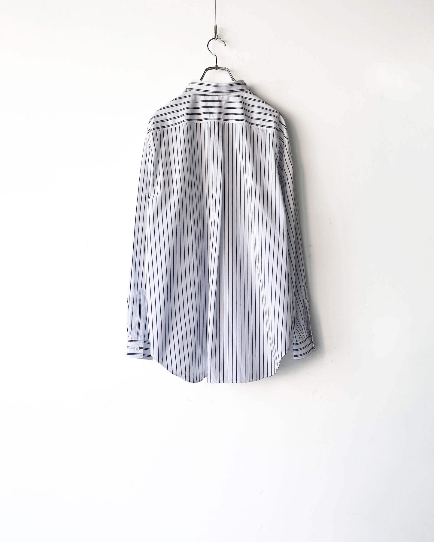 FINE COTTON STRIPE / REGULAR COLLAR SHIRT "WHITE STRIPE"