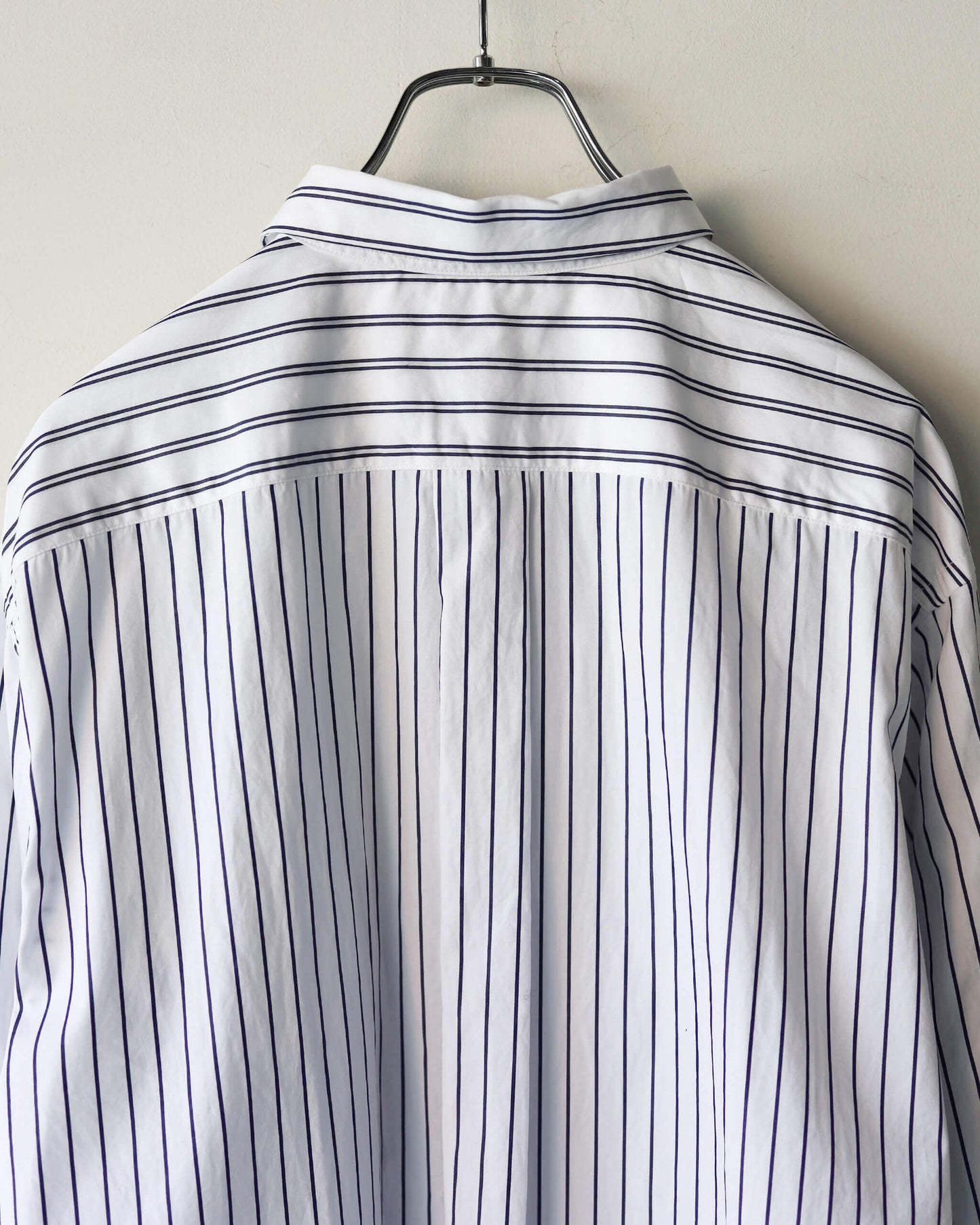 FINE COTTON STRIPE / REGULAR COLLAR SHIRT "WHITE STRIPE"
