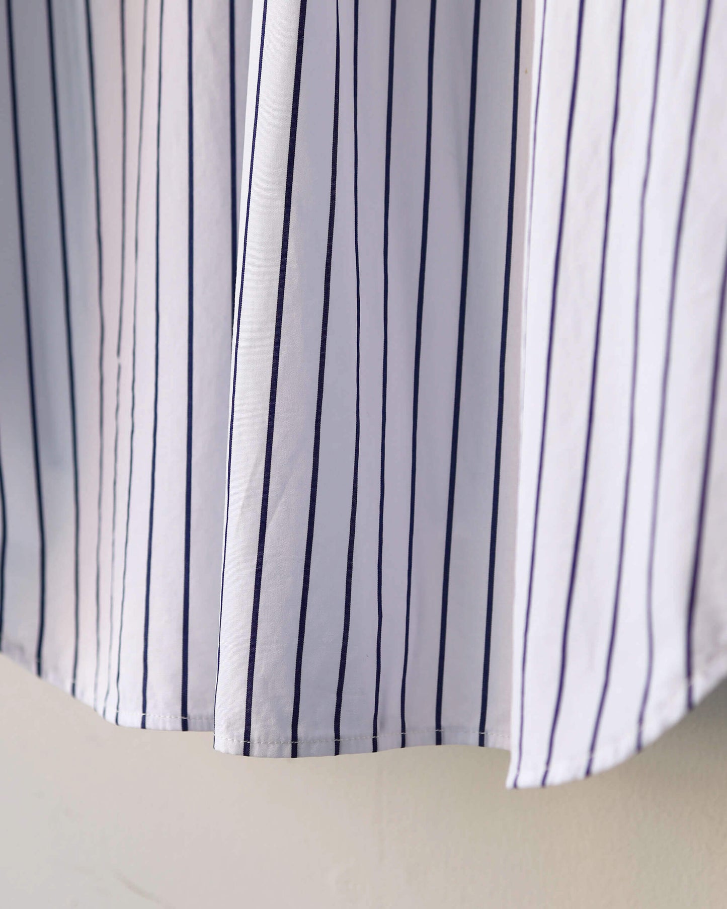 FINE COTTON STRIPE / REGULAR COLLAR SHIRT "WHITE STRIPE"