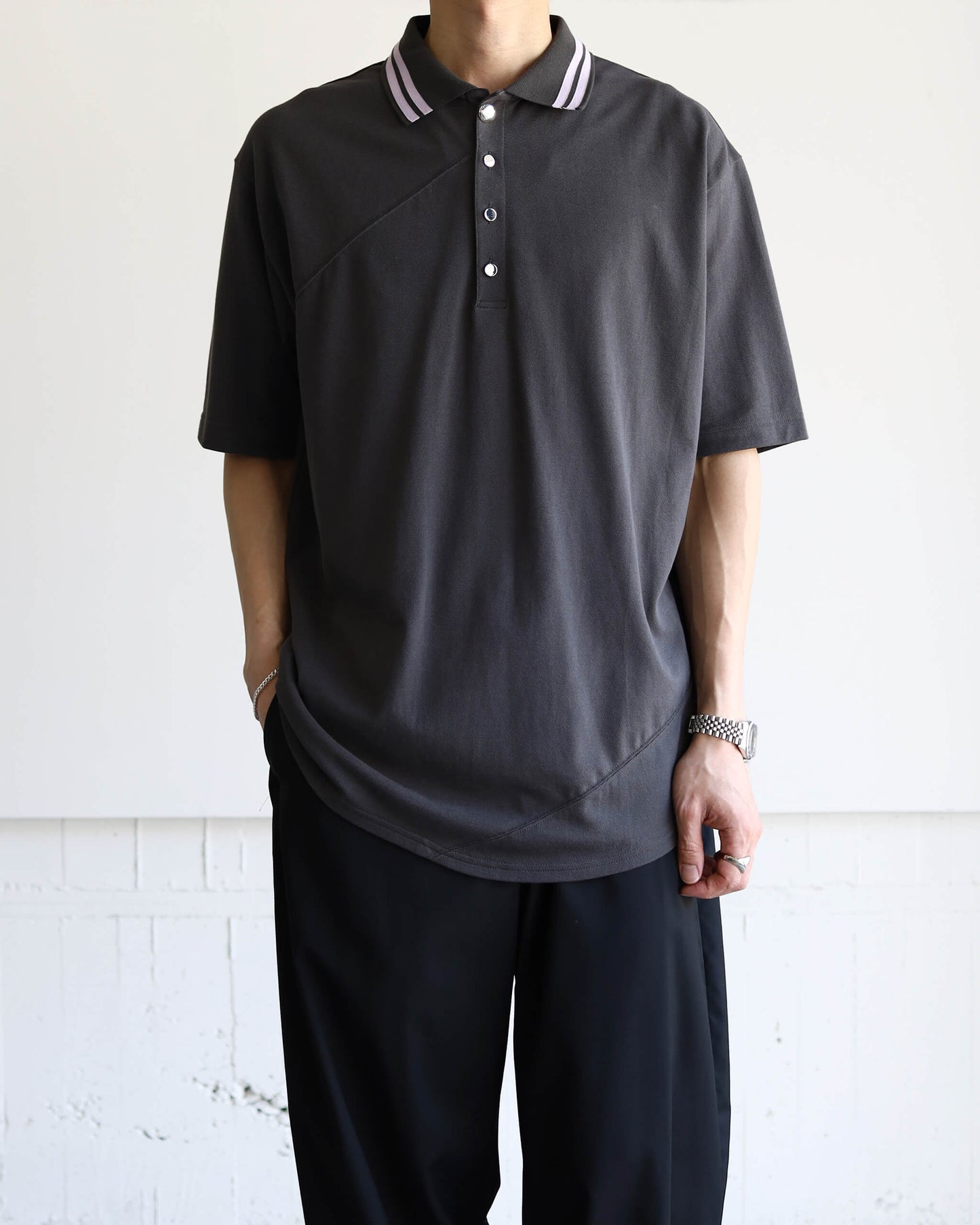 SPIRAL CUT POLO "Charcoal Black"