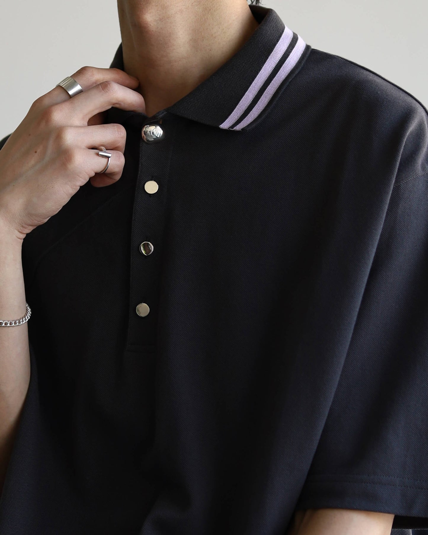 SPIRAL CUT POLO "Charcoal Black"