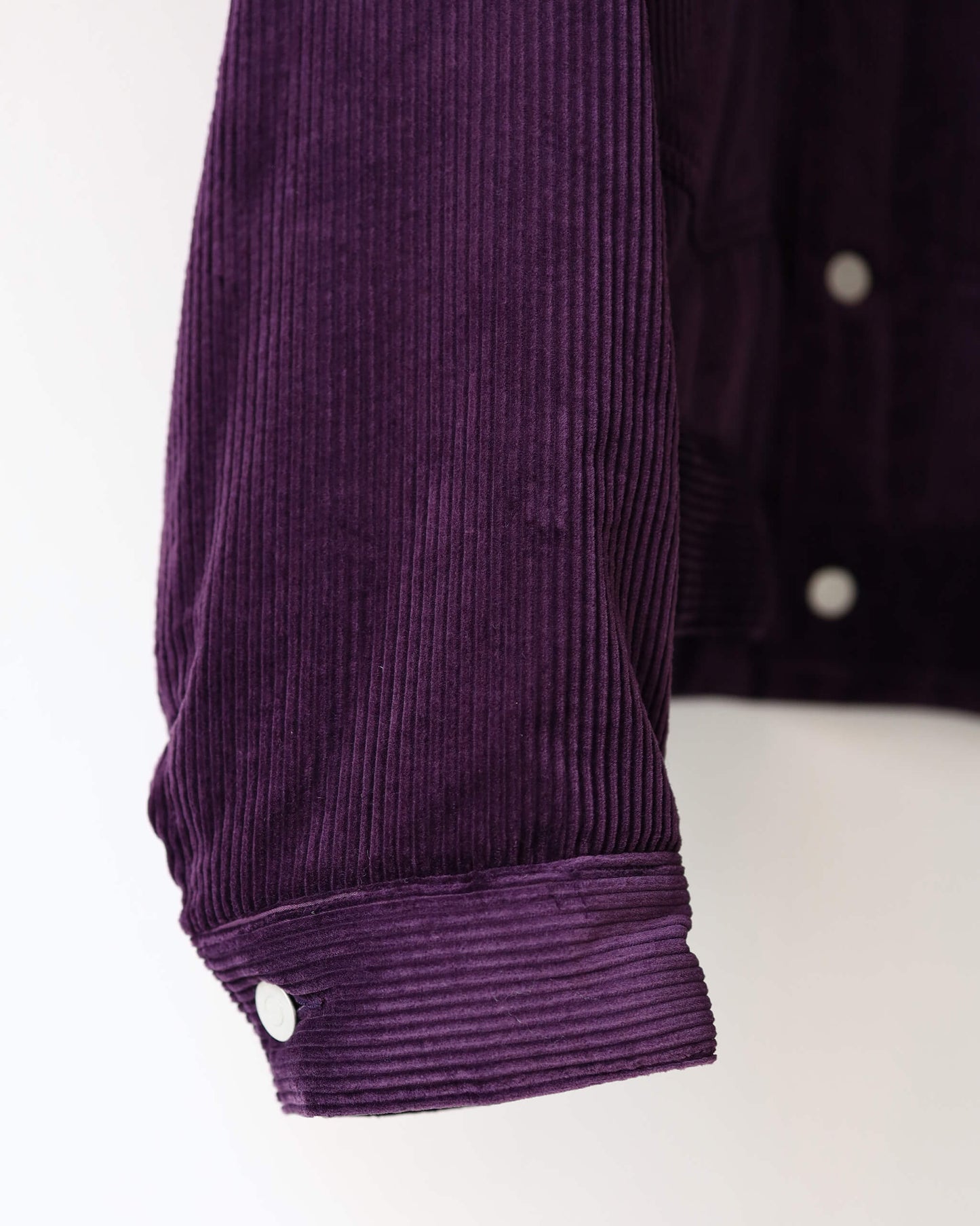 PUFFED MANDARIN COLLAR WORK JACKET ORGANIC COTTON 6-WALE CORDUROY "PURPLE"