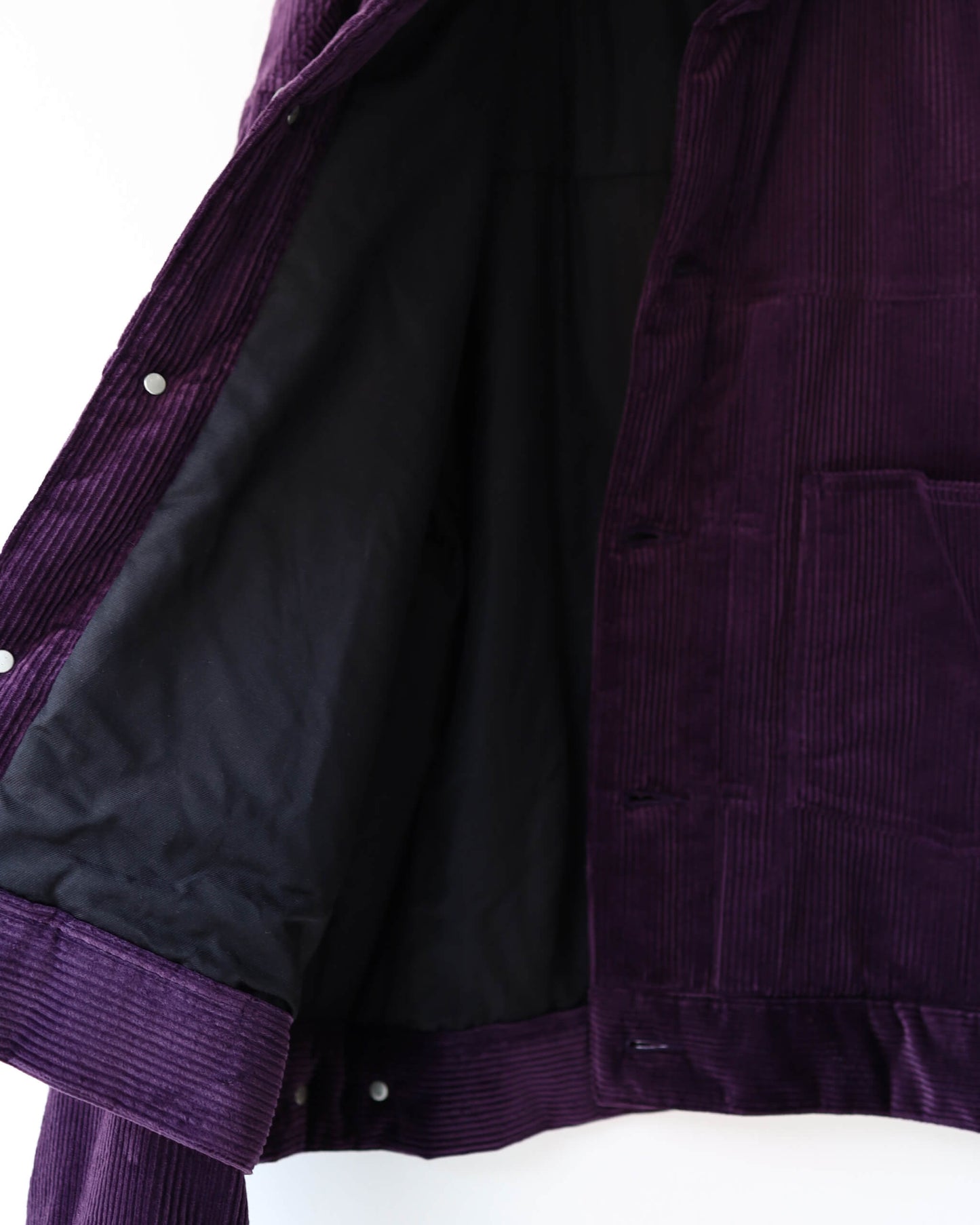 PUFFED MANDARIN COLLAR WORK JACKET ORGANIC COTTON 6-WALE CORDUROY "PURPLE"