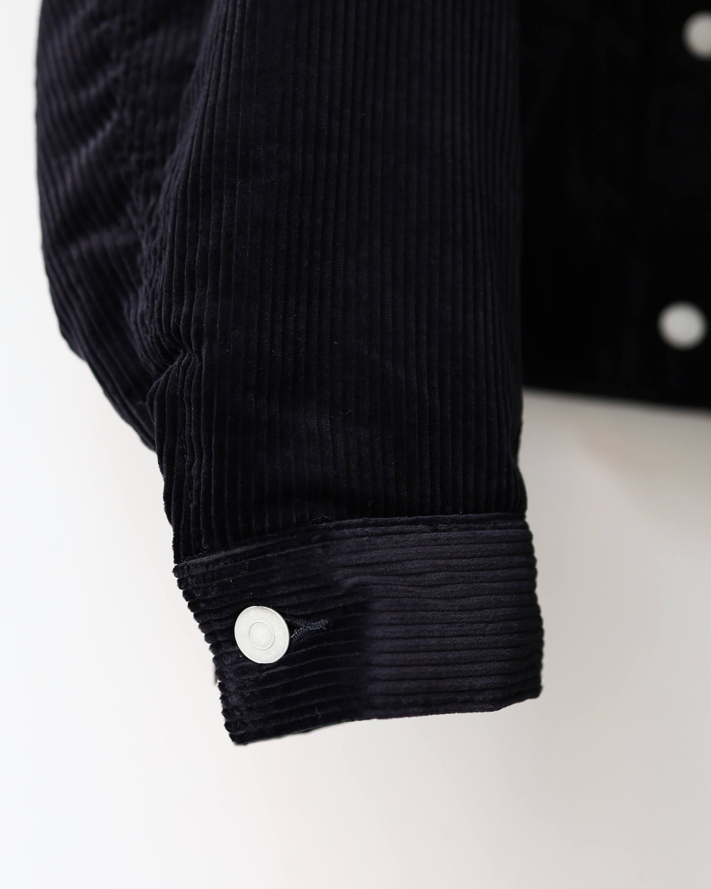 PUFFED MANDARIN COLLAR WORK JACKET ORGANIC COTTON 6-WALE CORDUROY "BLACK"