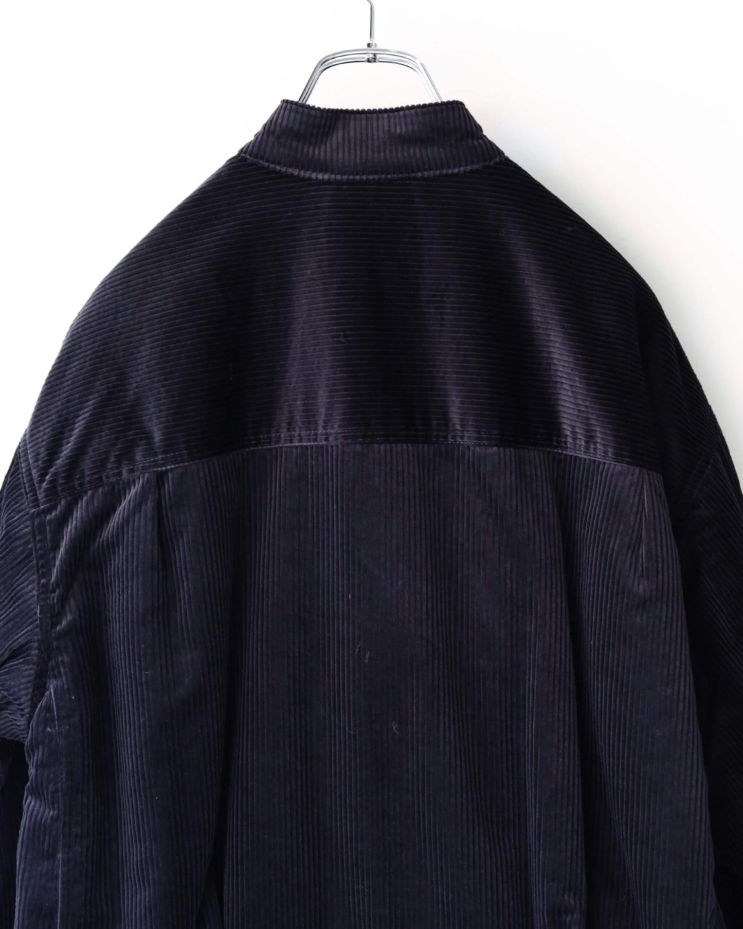 PUFFED MANDARIN COLLAR WORK JACKET ORGANIC COTTON 6-WALE CORDUROY "BLACK"