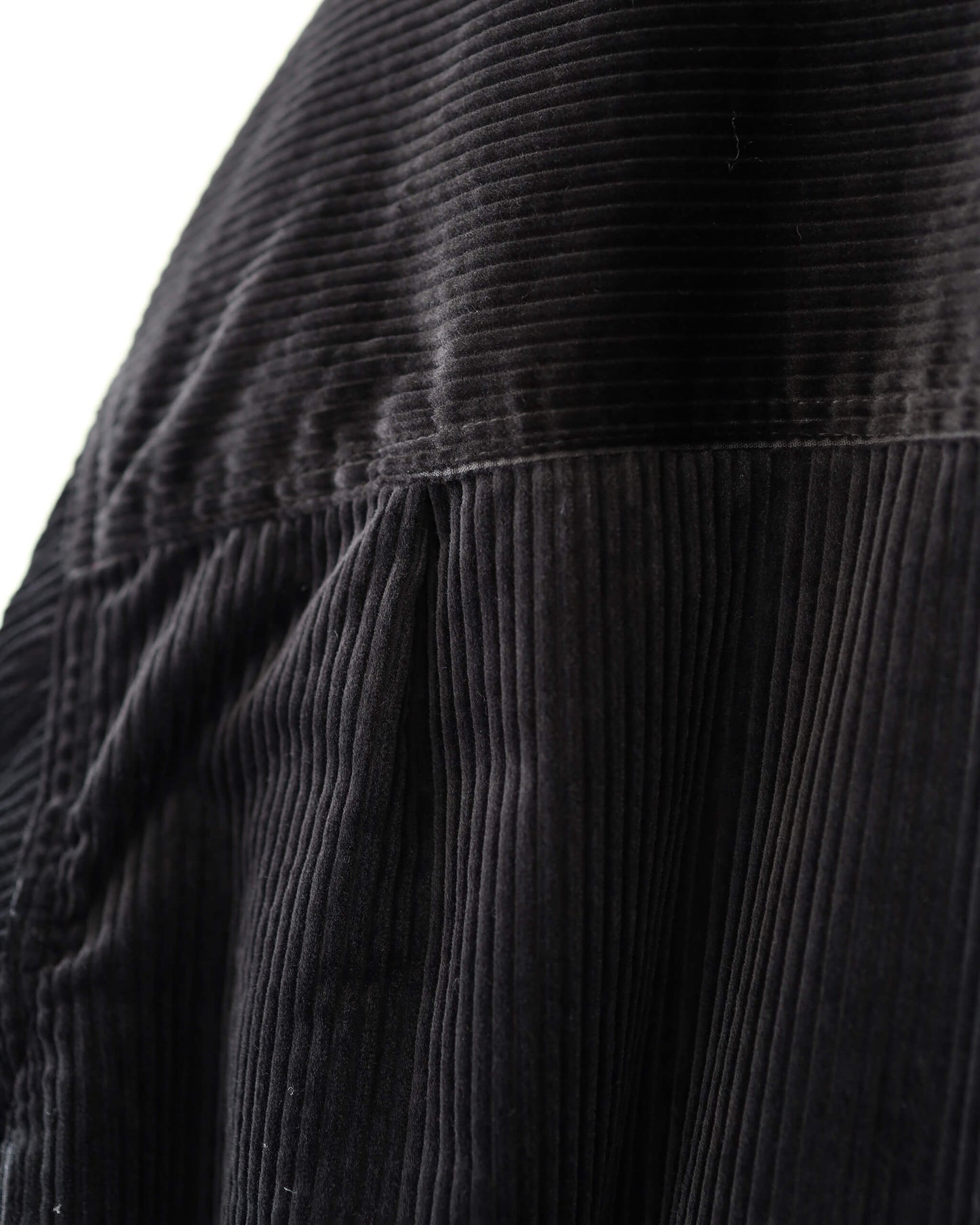 PUFFED MANDARIN COLLAR WORK JACKET ORGANIC COTTON 6-WALE CORDUROY "BLACK"