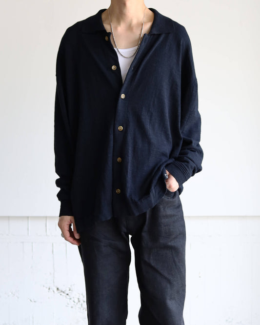 SLAB GAUZE KNIT SHIRT "BLACK"