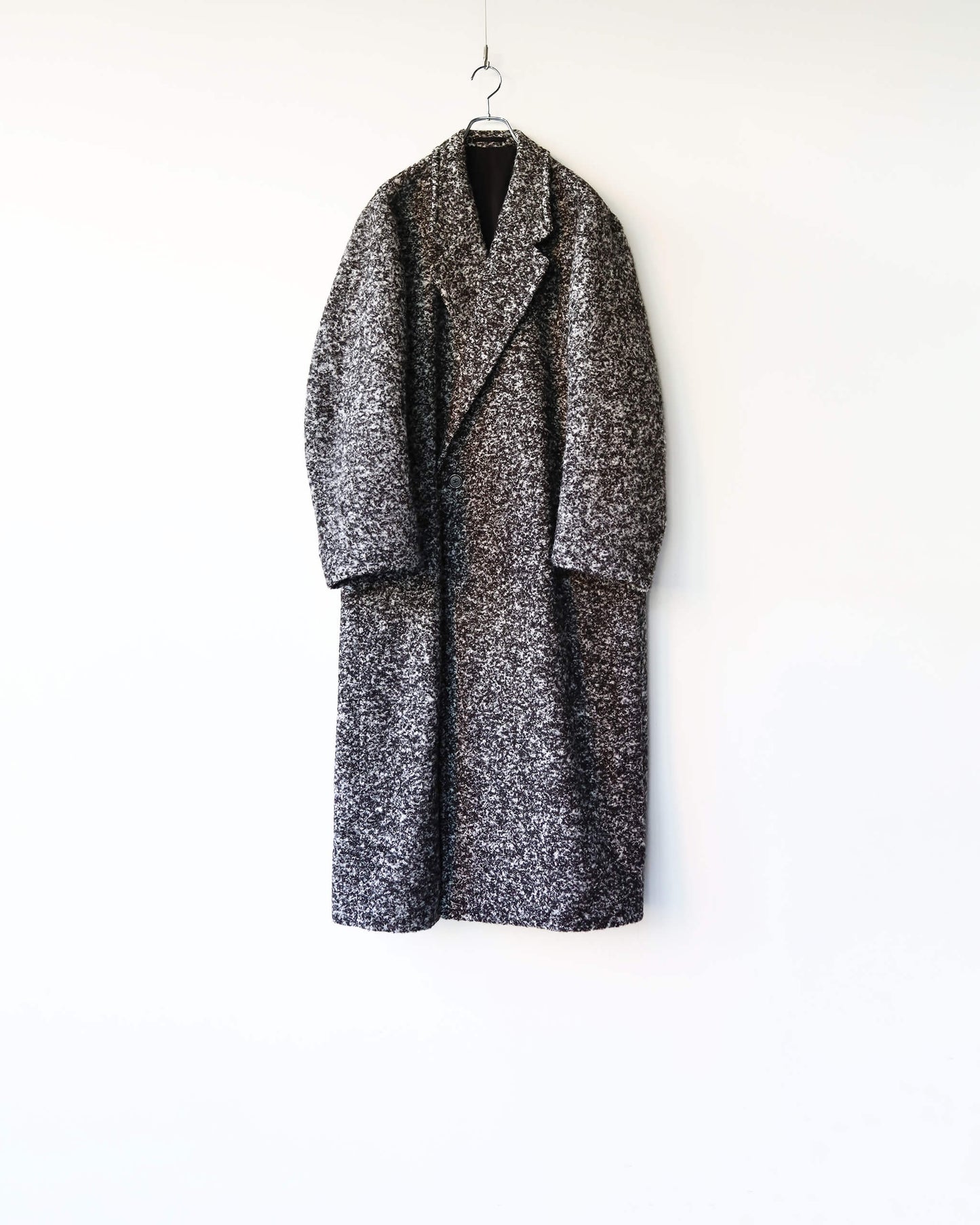 DOUBLE BREASTED OVERCOAT ALPACA LOOP TWEED "N.BLACK × N.WHITE"