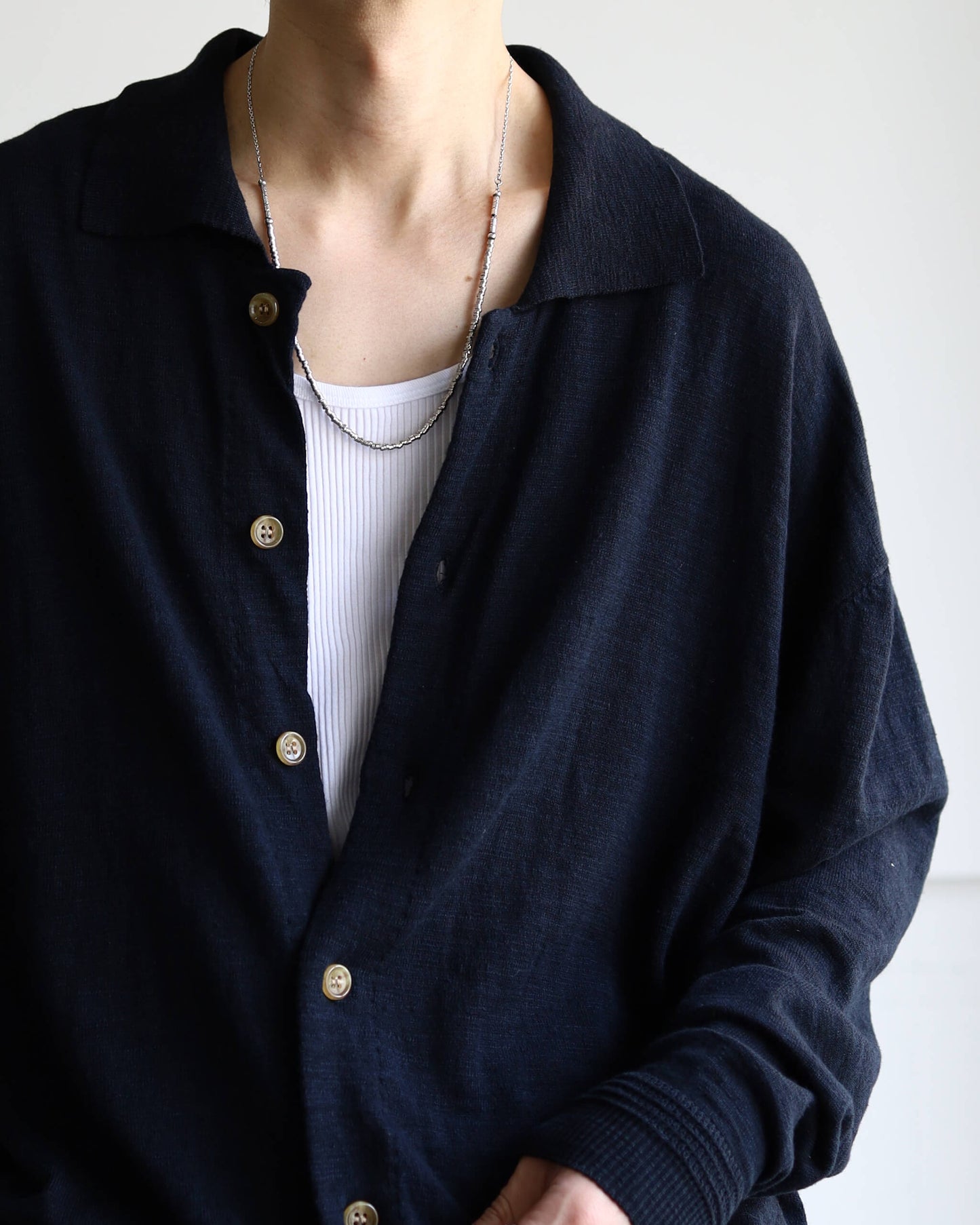 SLAB GAUZE KNIT SHIRT "BLACK"