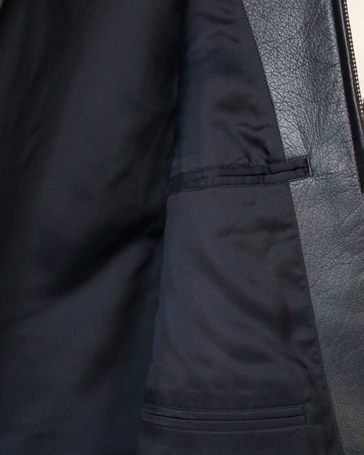 LEATHER ZIP VEST "BLACK"