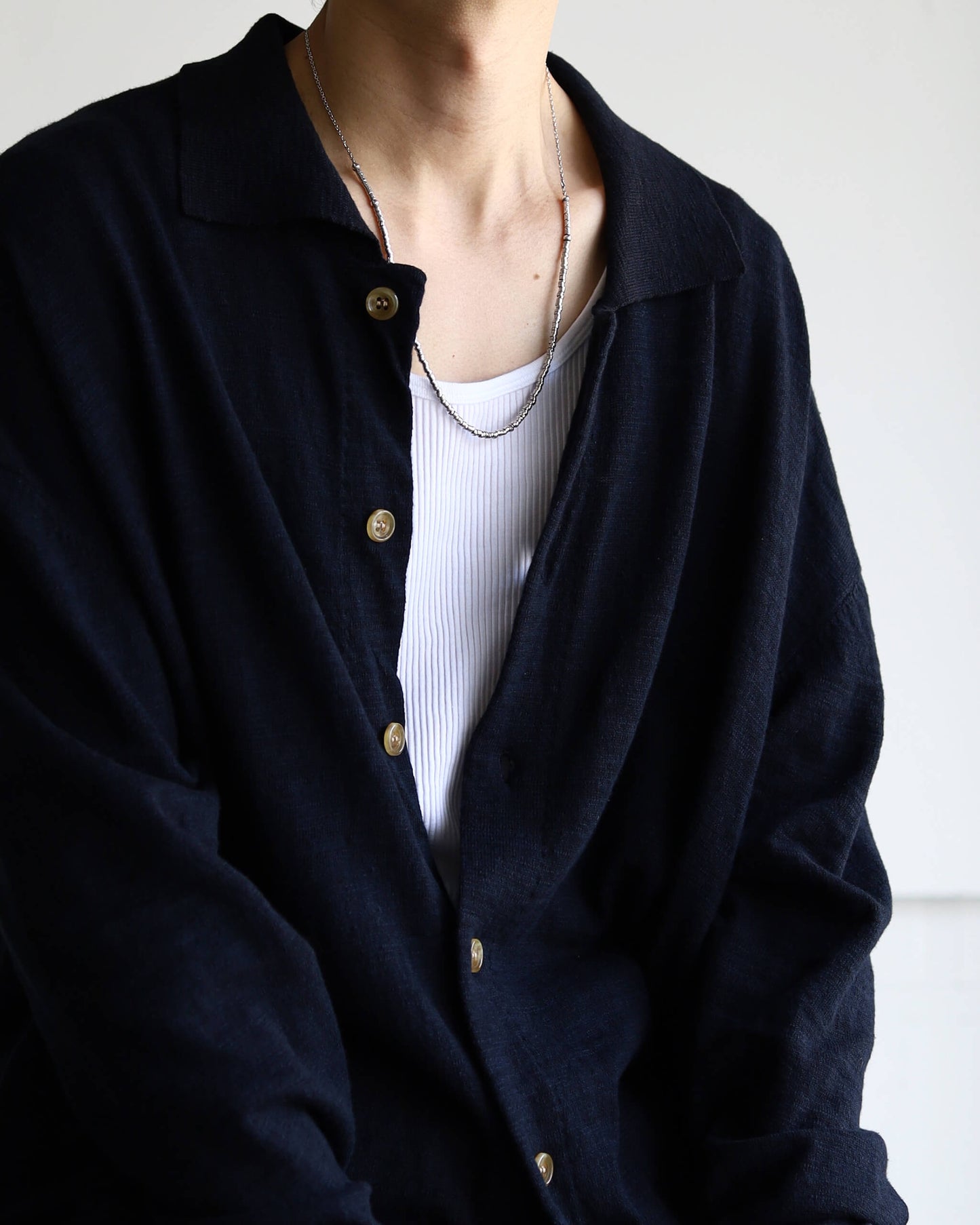SLAB GAUZE KNIT SHIRT "BLACK"