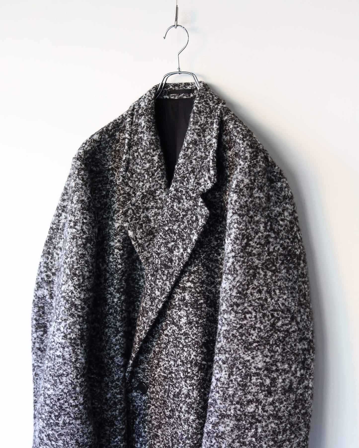 DOUBLE BREASTED OVERCOAT ALPACA LOOP TWEED "N.BLACK × N.WHITE"