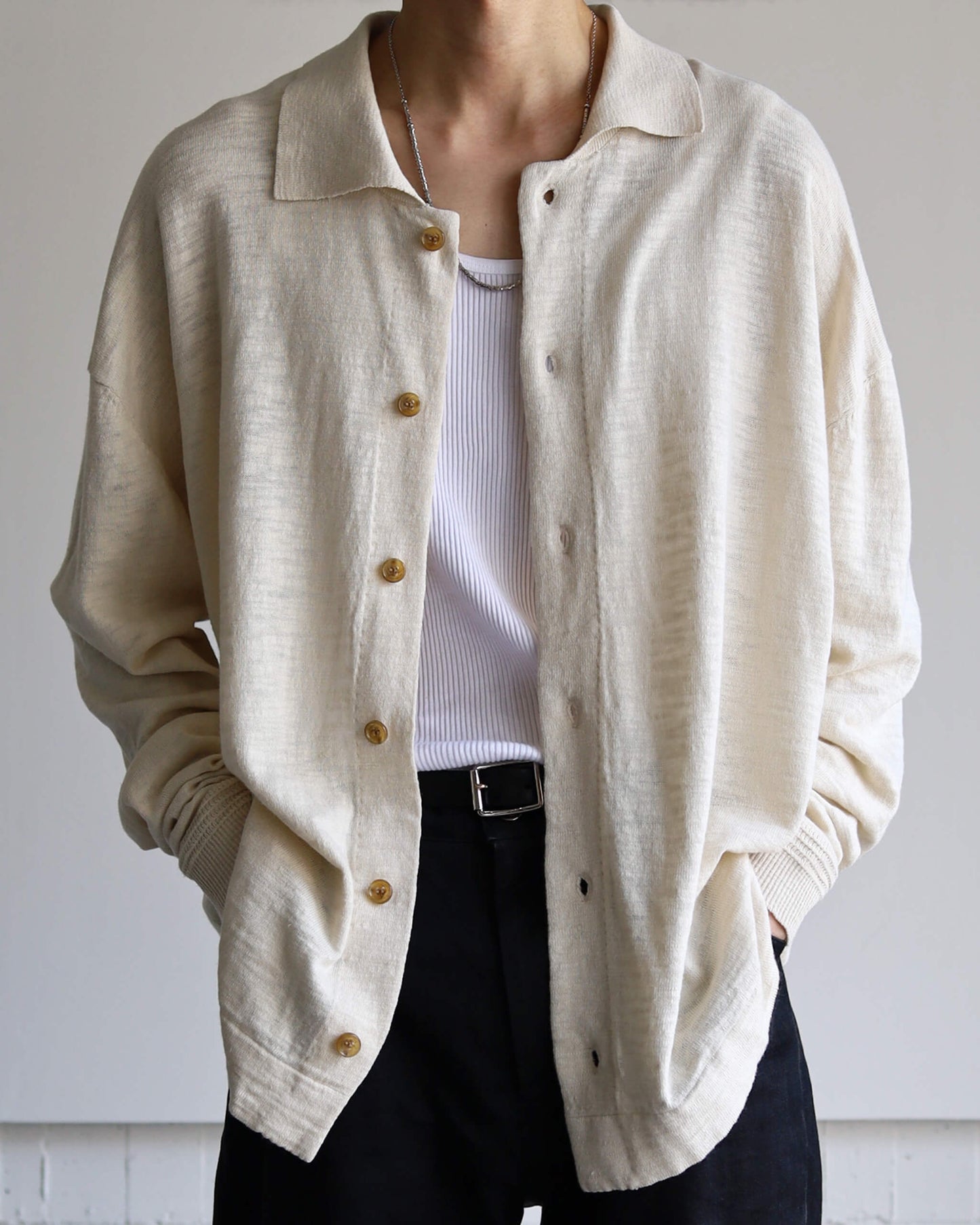 SLAB GAUZE KNIT SHIRT "OFF WHITE"