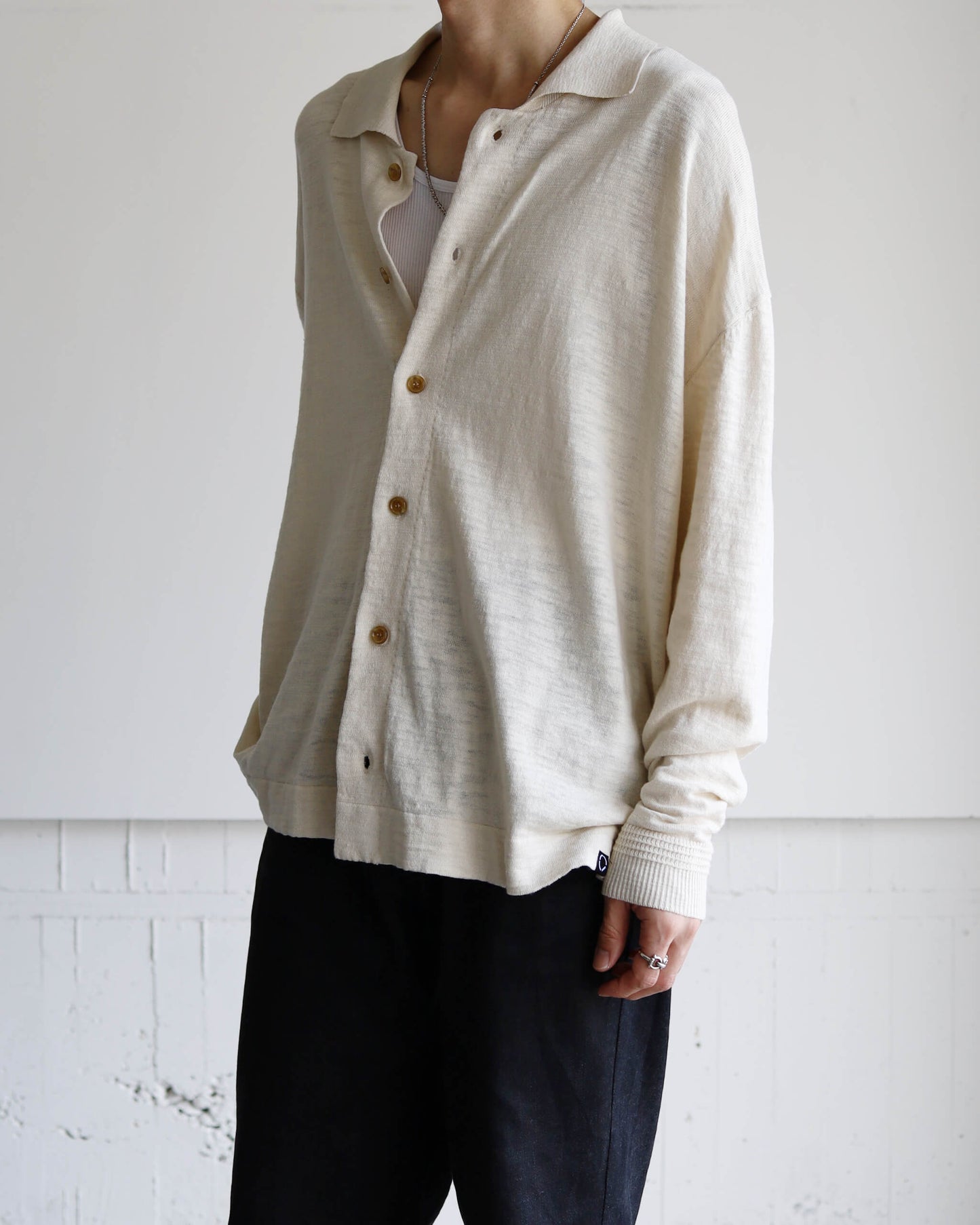 SLAB GAUZE KNIT SHIRT "OFF WHITE"