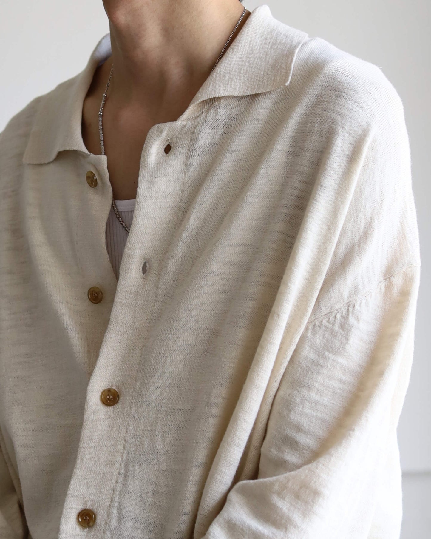 SLAB GAUZE KNIT SHIRT "OFF WHITE"