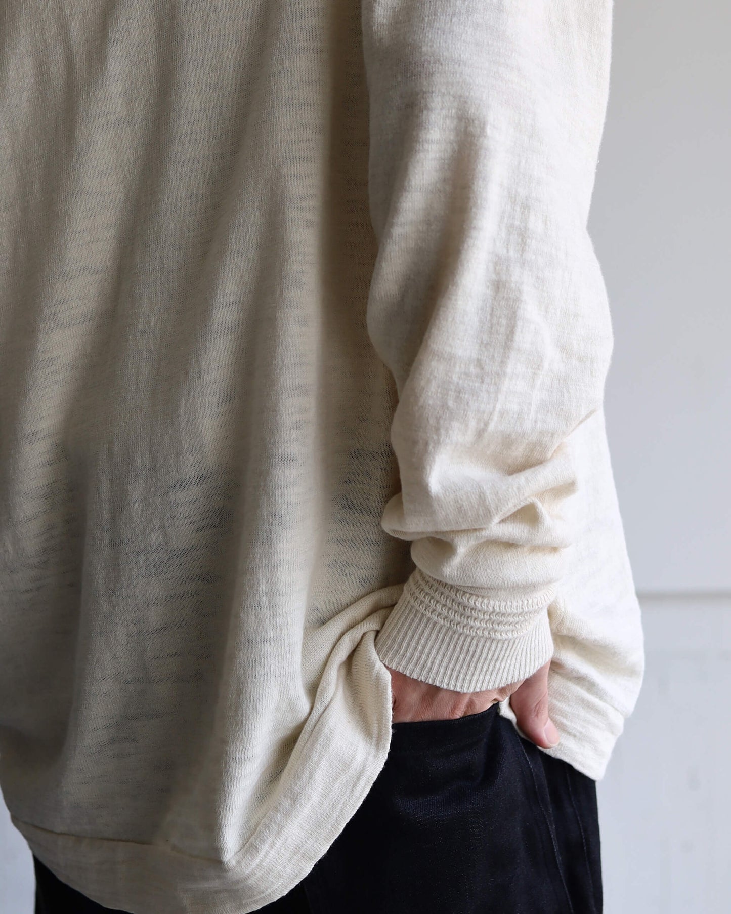 SLAB GAUZE KNIT SHIRT "OFF WHITE"