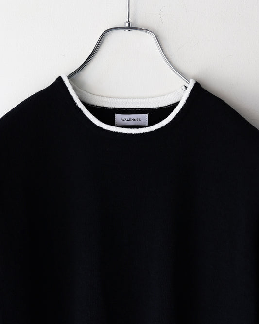 Cotton cashmere pile Half sleeve T (WOMENS) "Black"