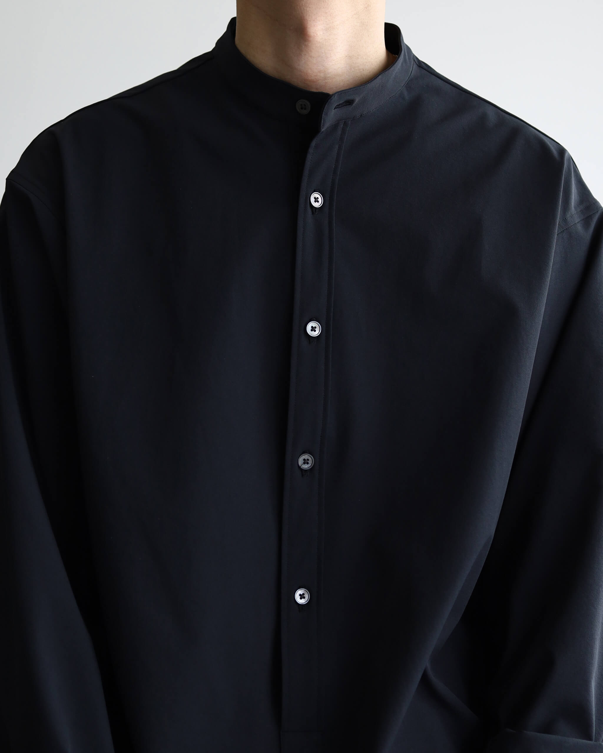 [Exclusive] Fully dull stretch - Stand collar shirt 
