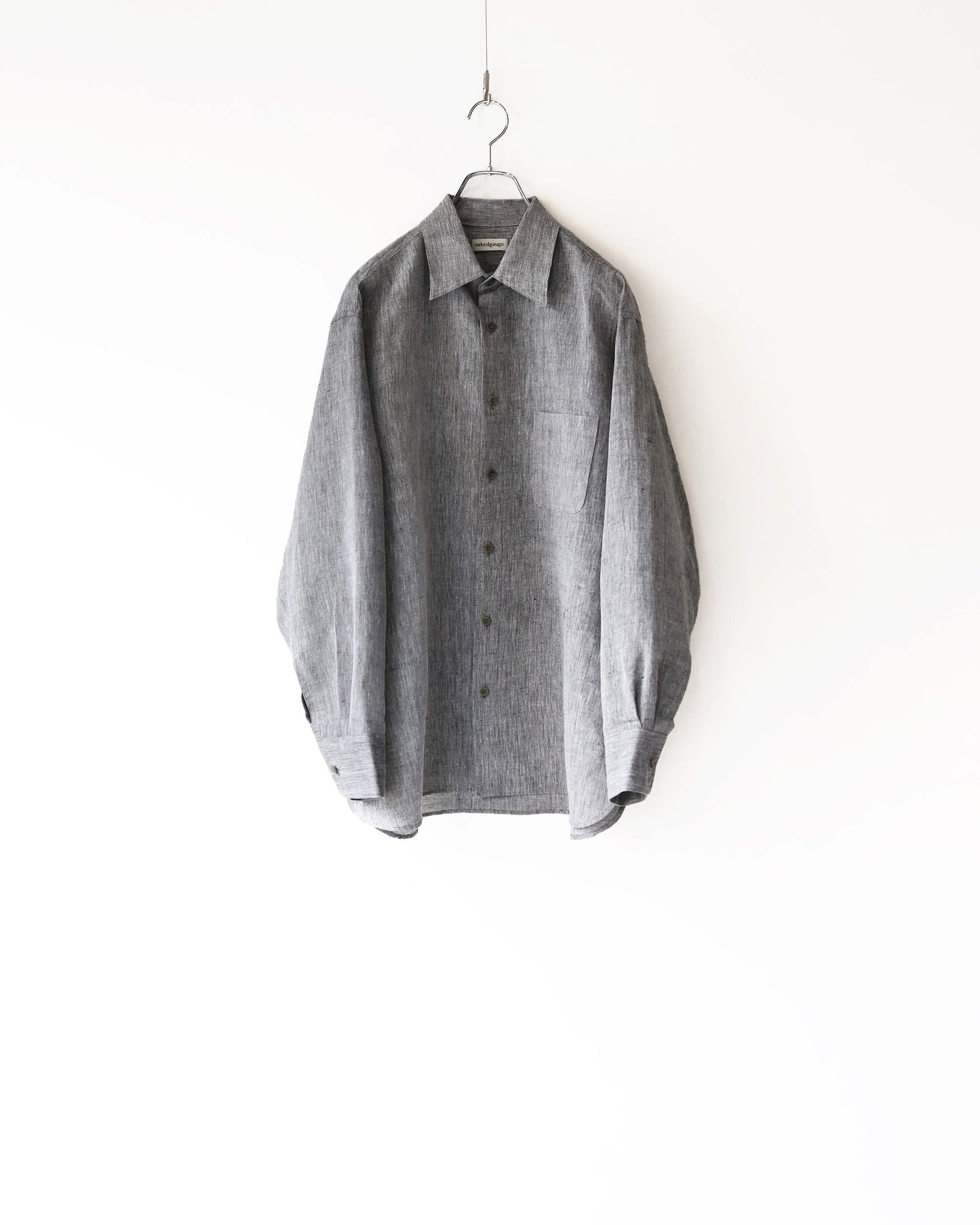 KHADI×LINEN REGULAR COLLAR SHIRT "GRAY"