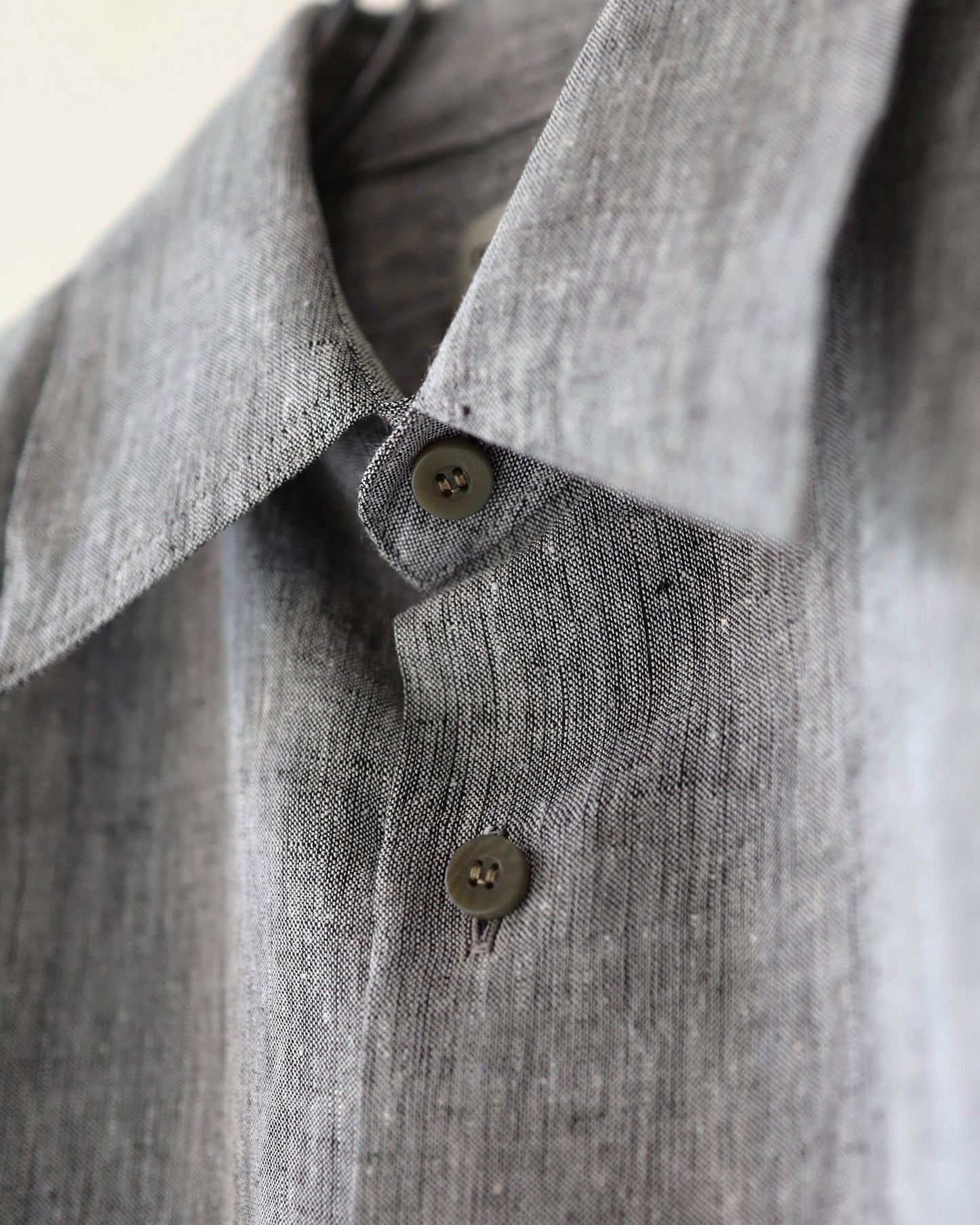 KHADI×LINEN REGULAR COLLAR SHIRT "GRAY"