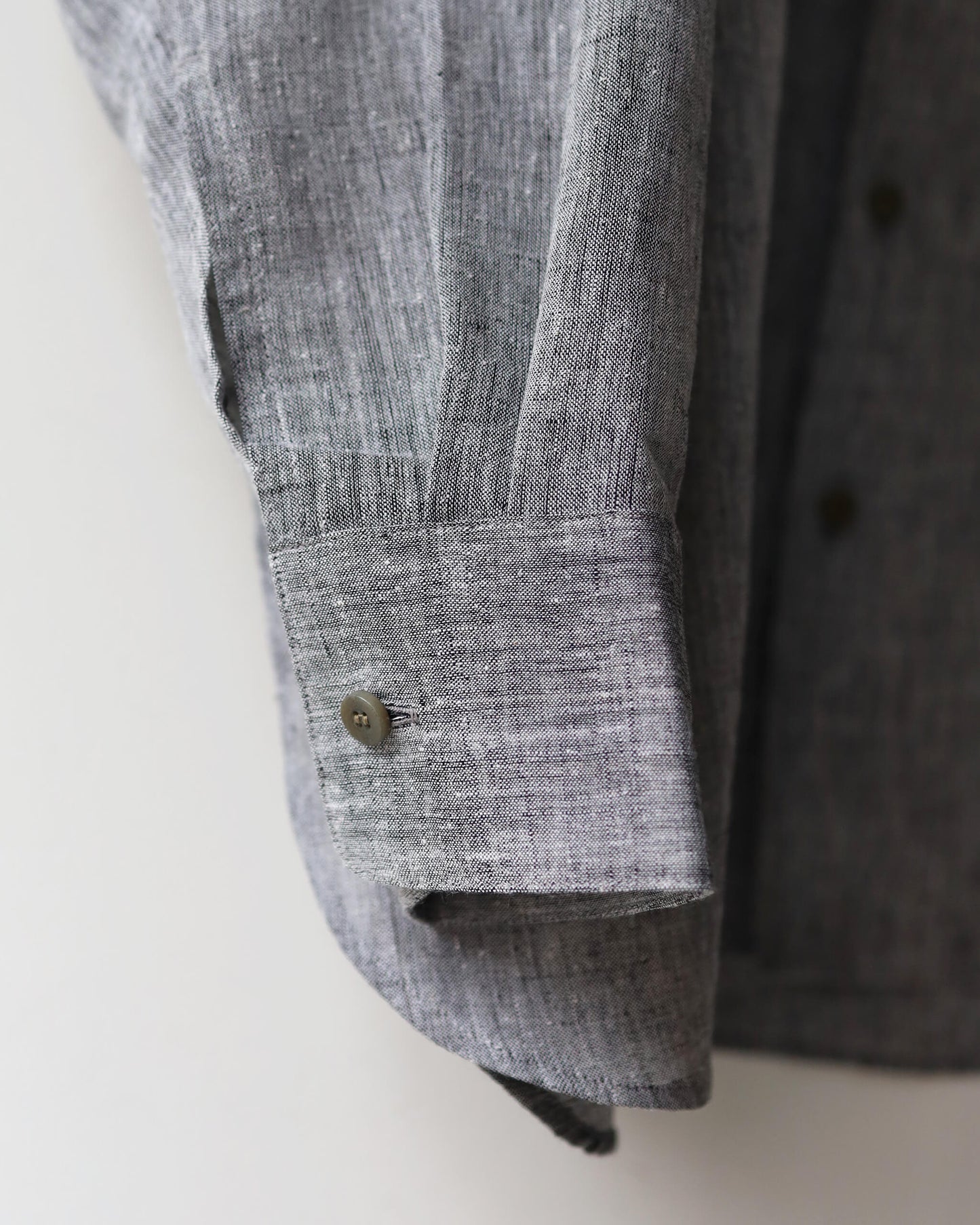 KHADI×LINEN REGULAR COLLAR SHIRT "GRAY"