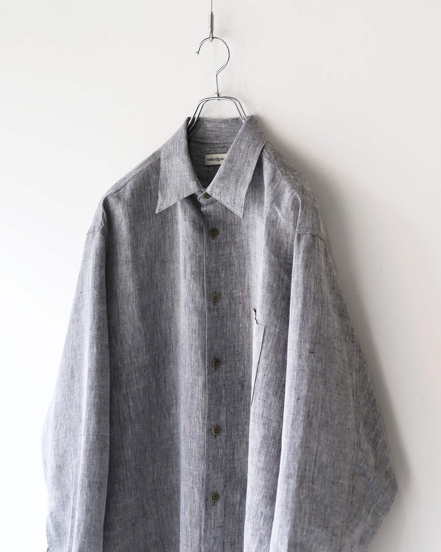 KHADI×LINEN REGULAR COLLAR SHIRT "GRAY"