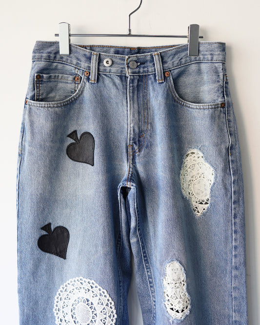 LACE PATCH BUGGY REMAKE DENIM "BLUE"