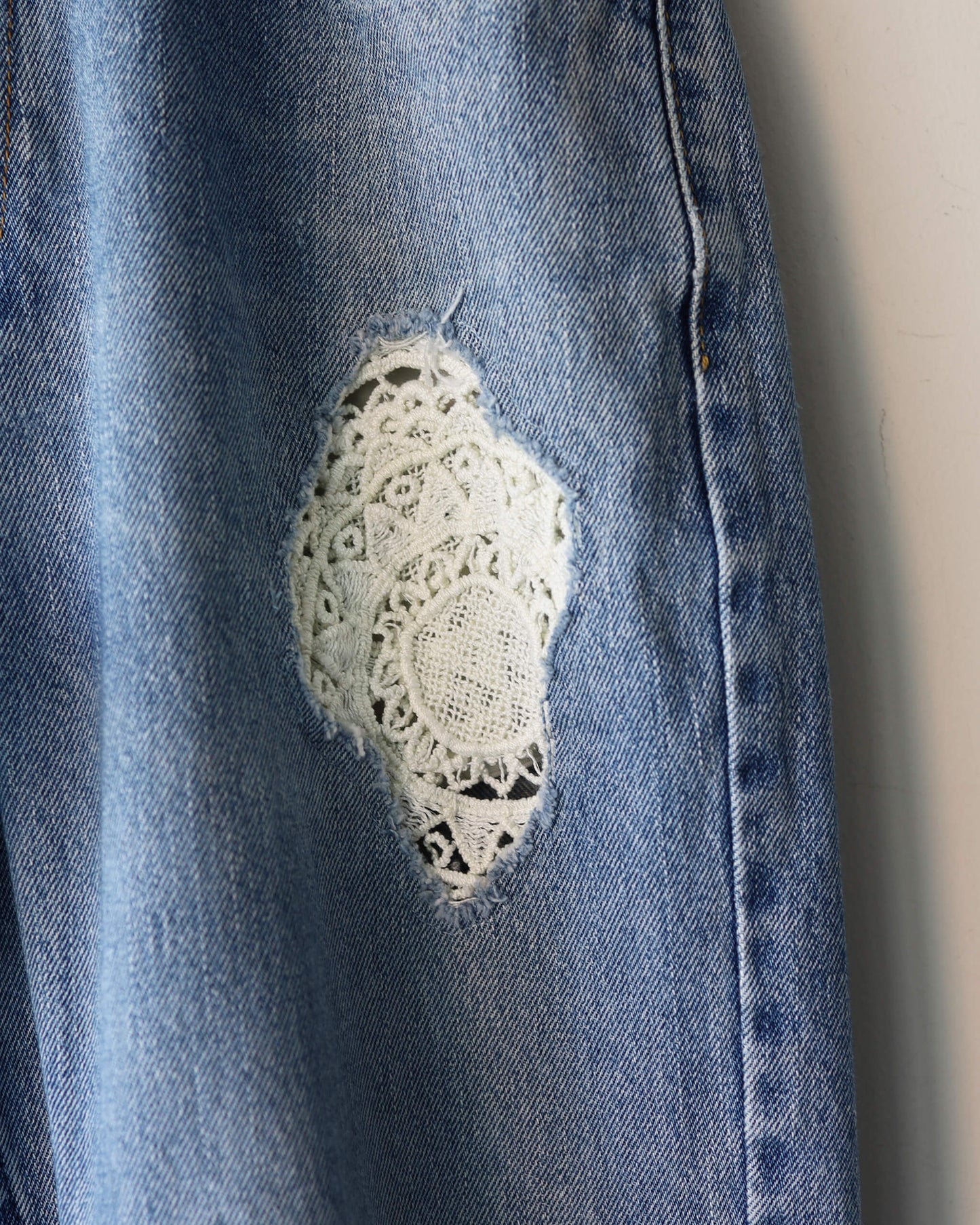 LACE PATCH BUGGY REMAKE DENIM "BLUE"