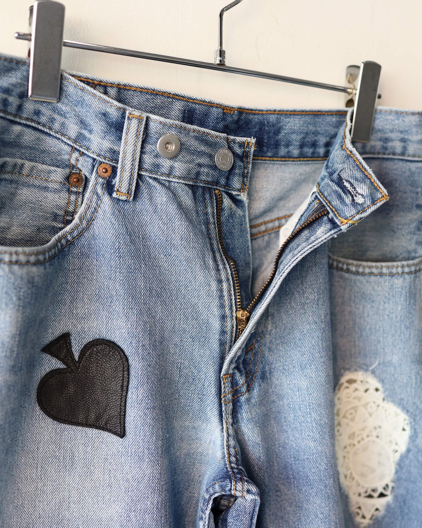 LACE PATCH BUGGY REMAKE DENIM "BLUE"